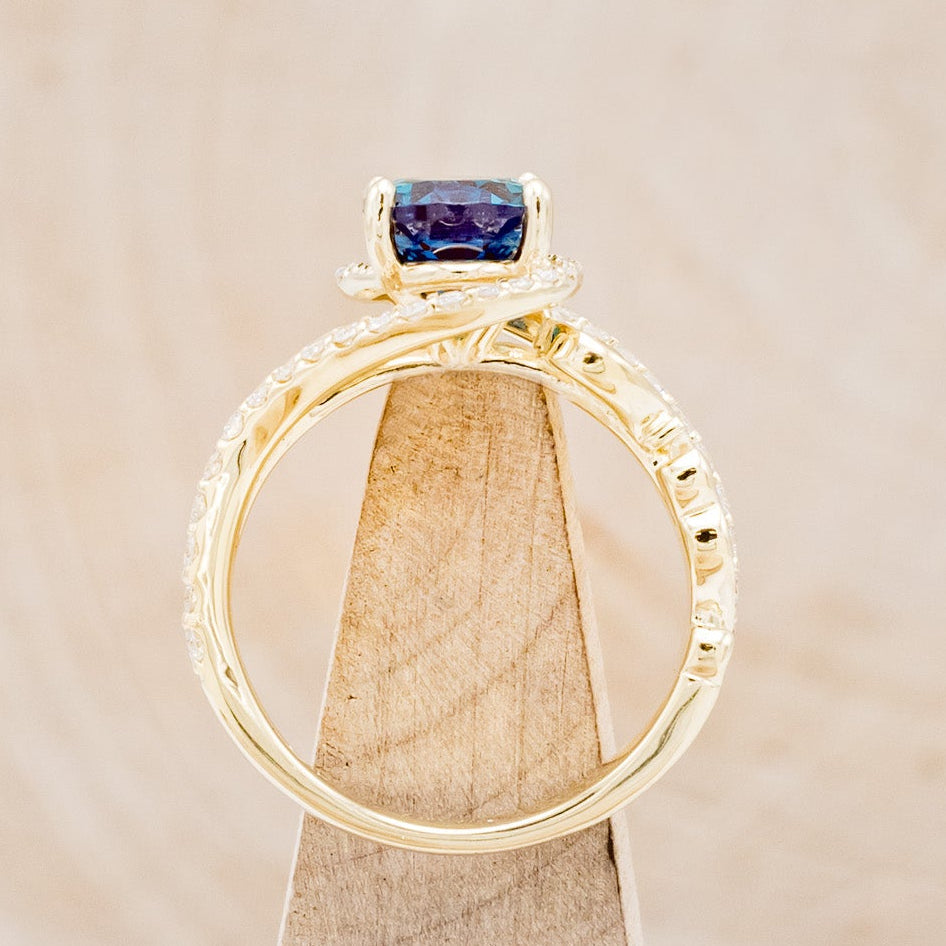 "Scarlet" - Oval Cut Lab-Grown Alexandrite Engagement Ring With Diamond Accents