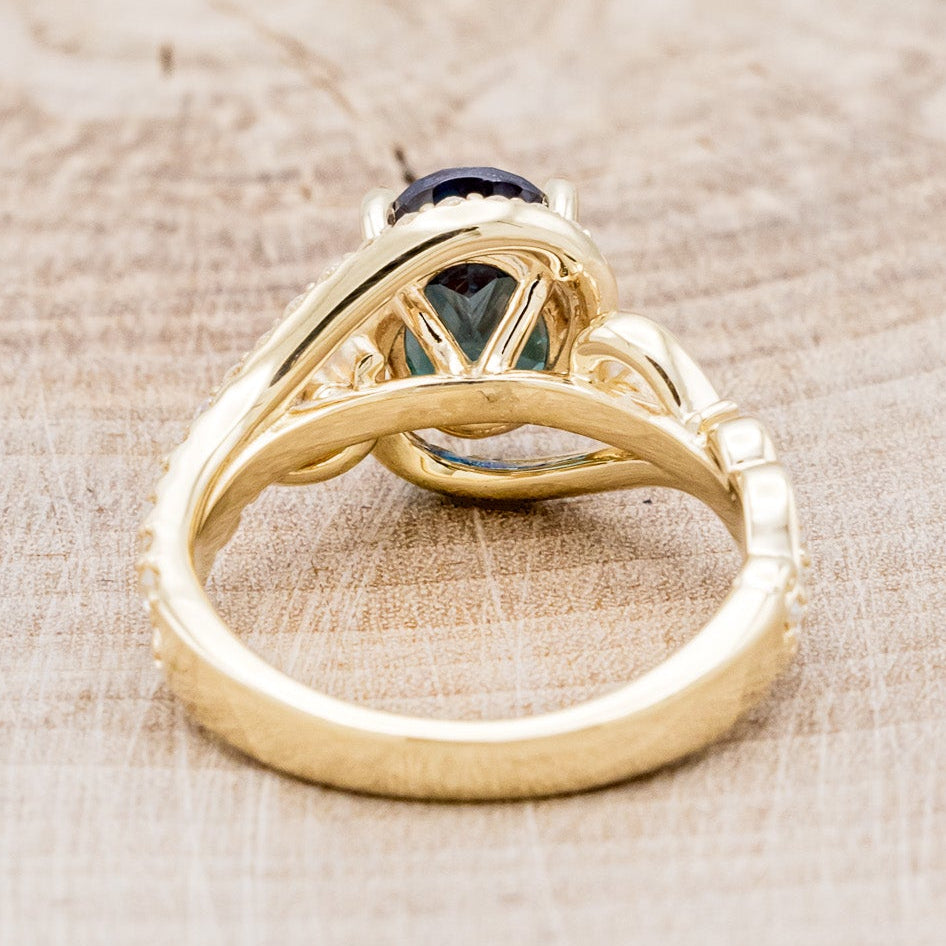 "Scarlet" - Oval Cut Lab-Grown Alexandrite Engagement Ring With Diamond Accents