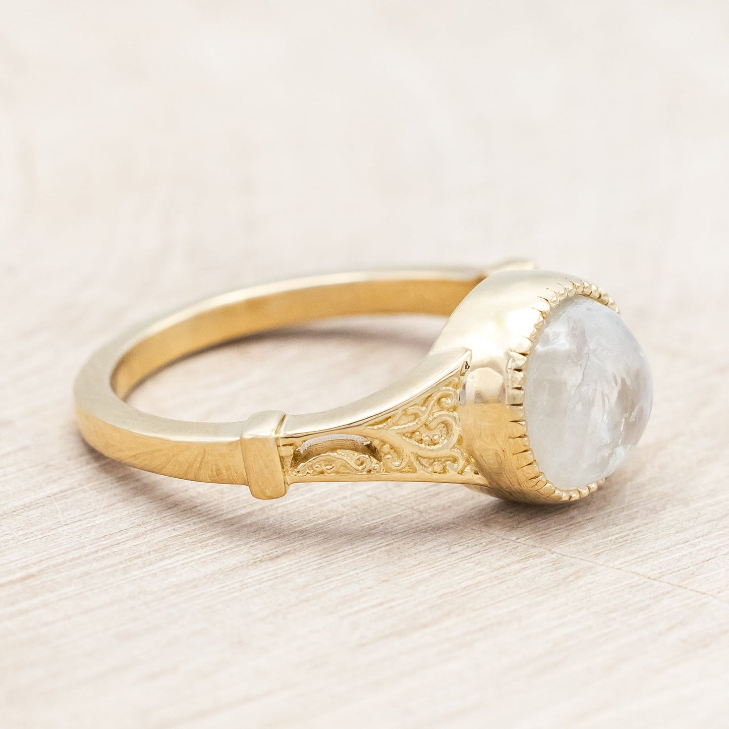 "Selene" - Bezel-Set Moonstone Engagement Ring