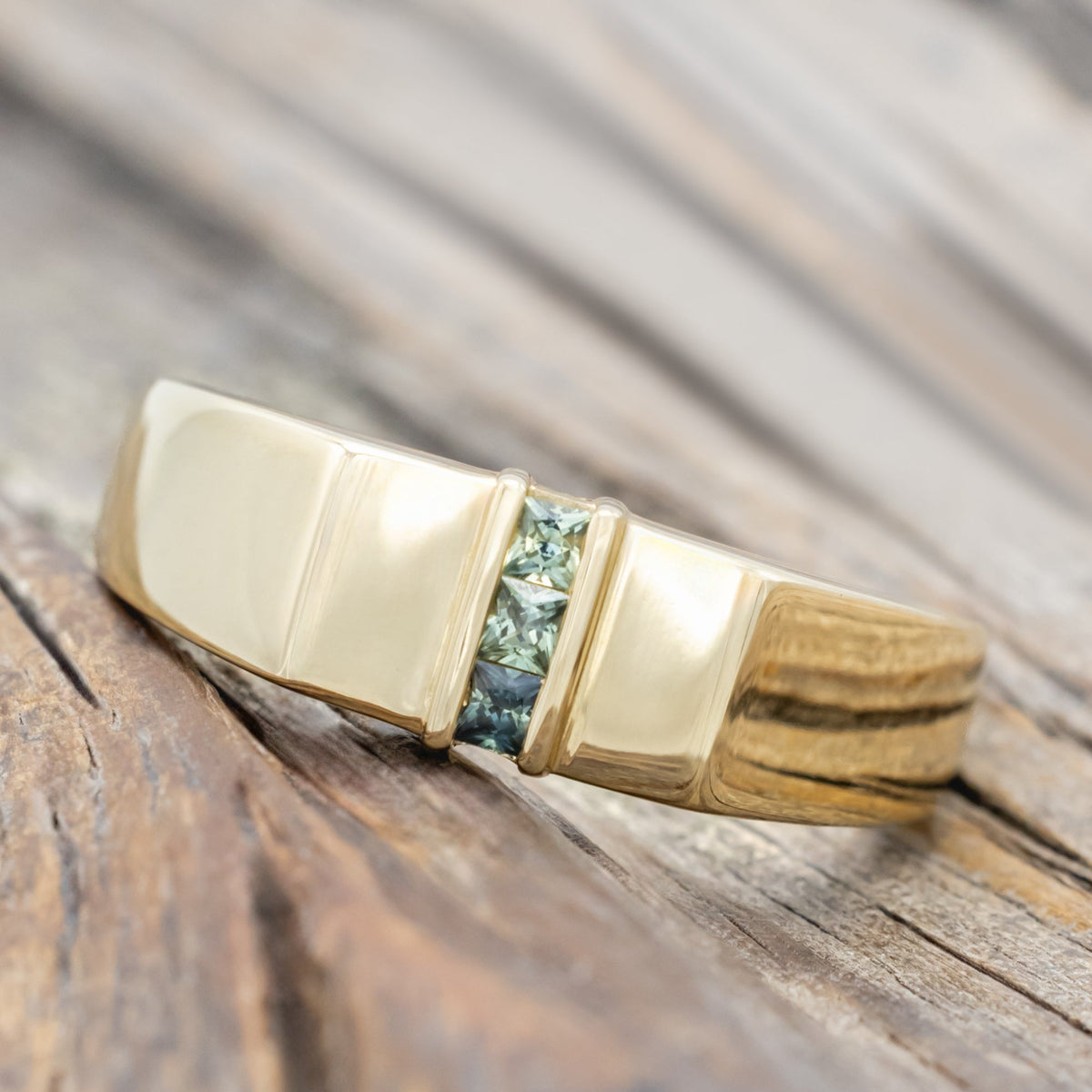 "Thatcher" - Signet Engagement Ring Featuring Australian Sapphire Accents