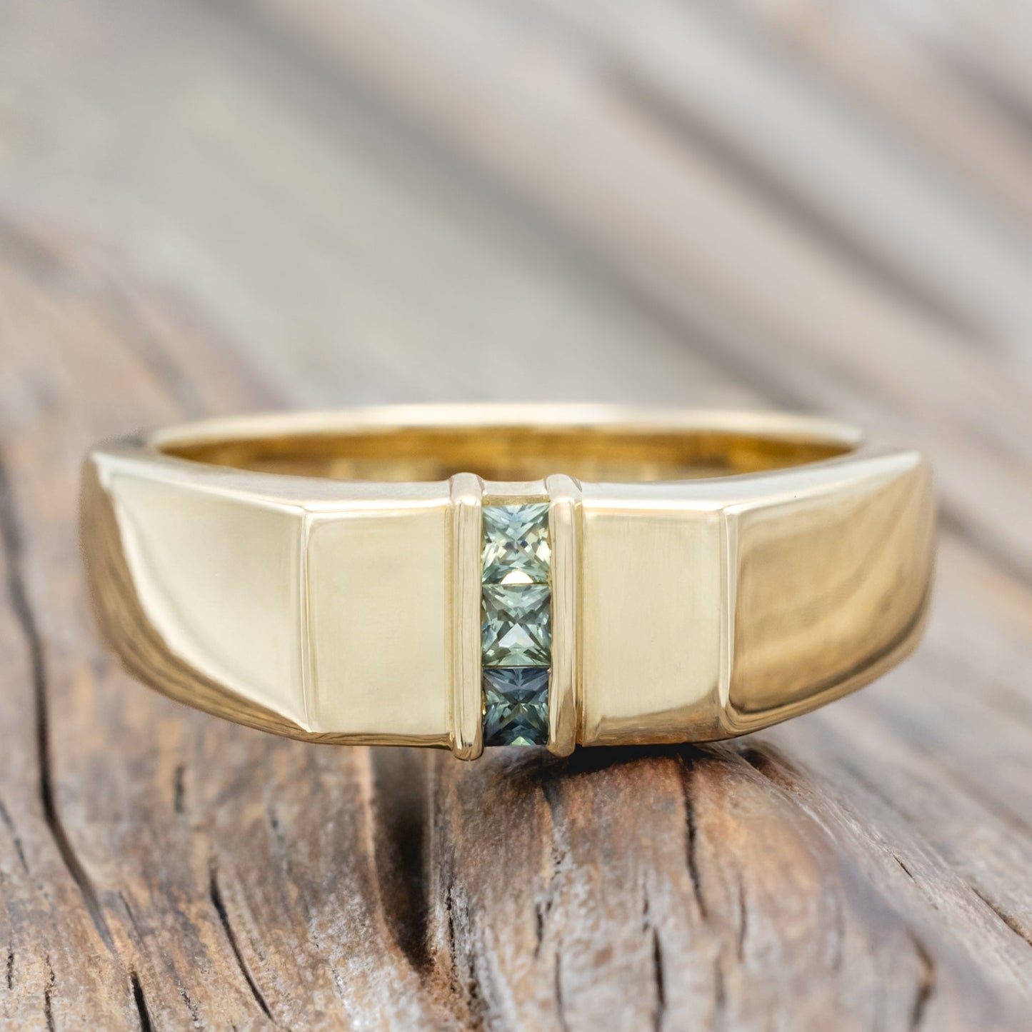 "Thatcher" - Signet Engagement Ring Featuring Australian Sapphire Accents