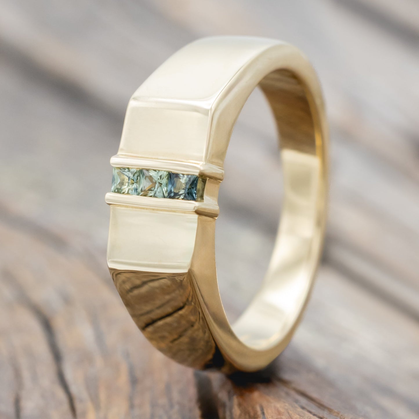 "Thatcher" - Signet Engagement Ring Featuring Australian Sapphire Accents