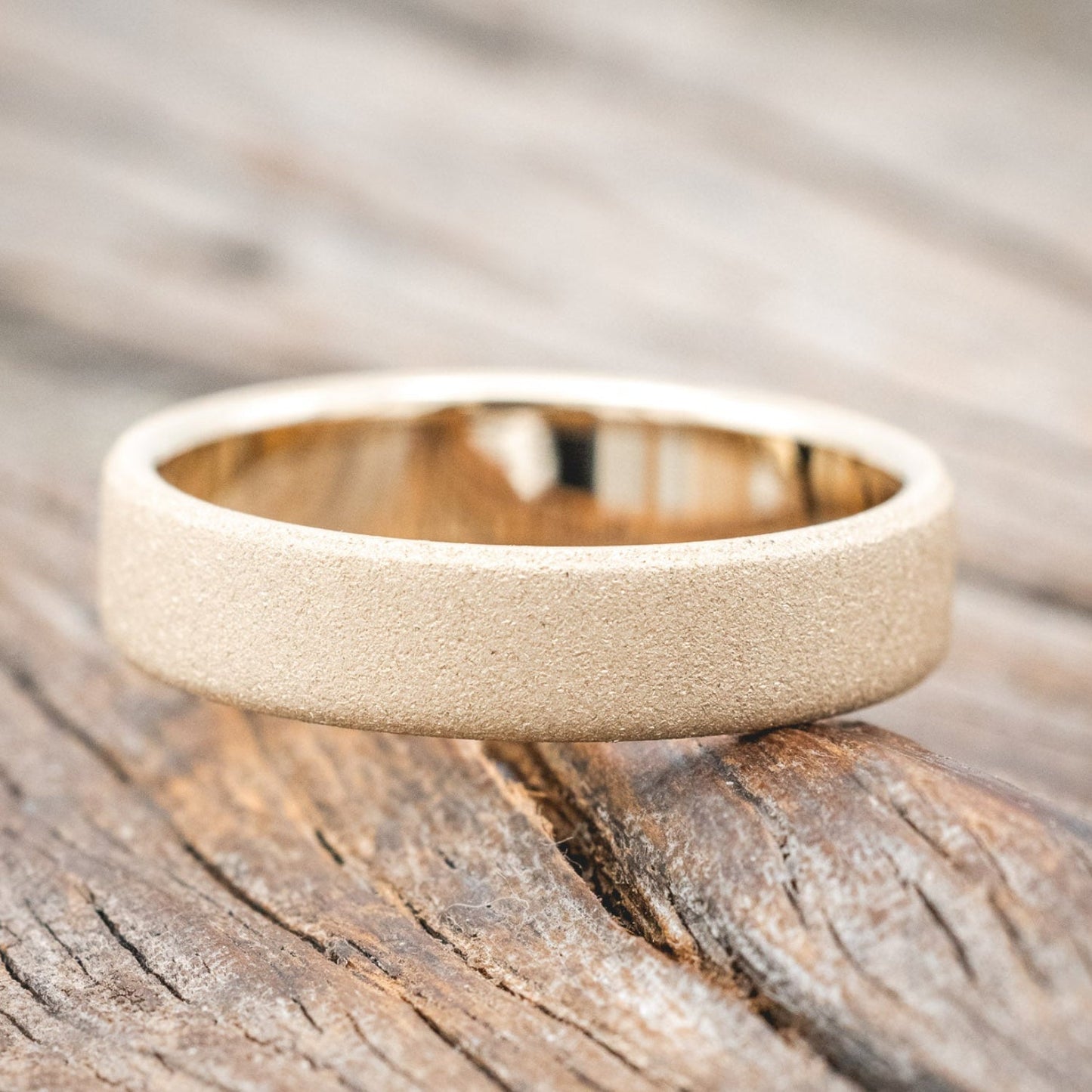Sandblasted Wedding Band - 14K Yellow Gold (6mm) - Size 9 1/4