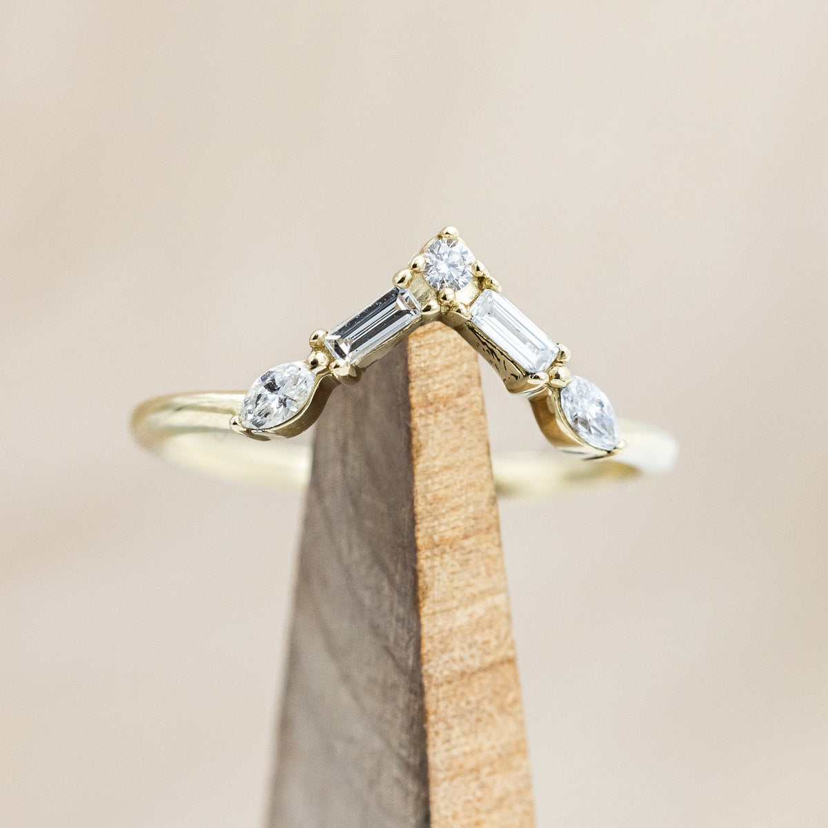"Treva" - Oval Cut Moss Agate Engagement Ring With Diamond Accents & "Melody" Tracer