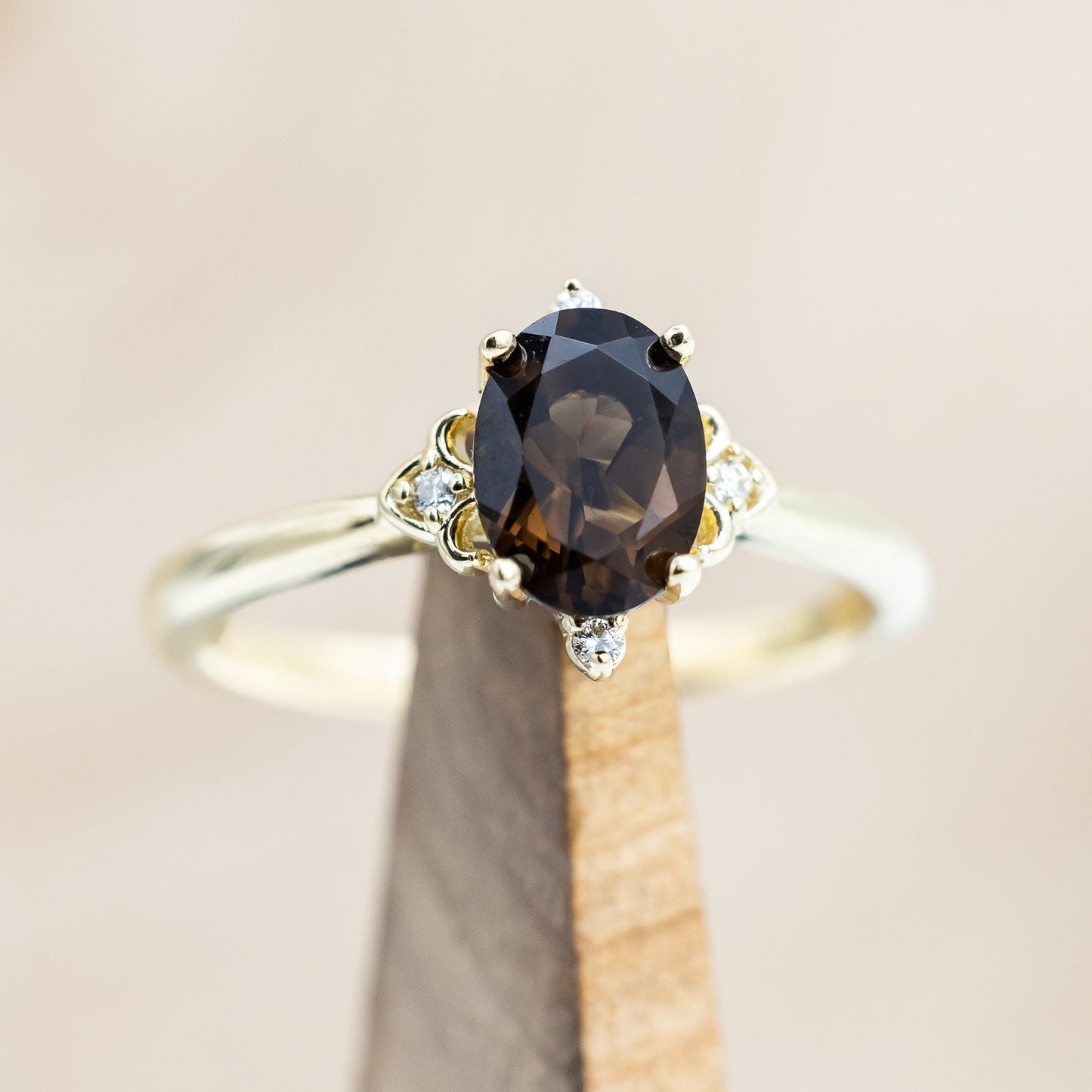 "Zella" - Smoky Quartz Engagement Ring With Diamond Accents