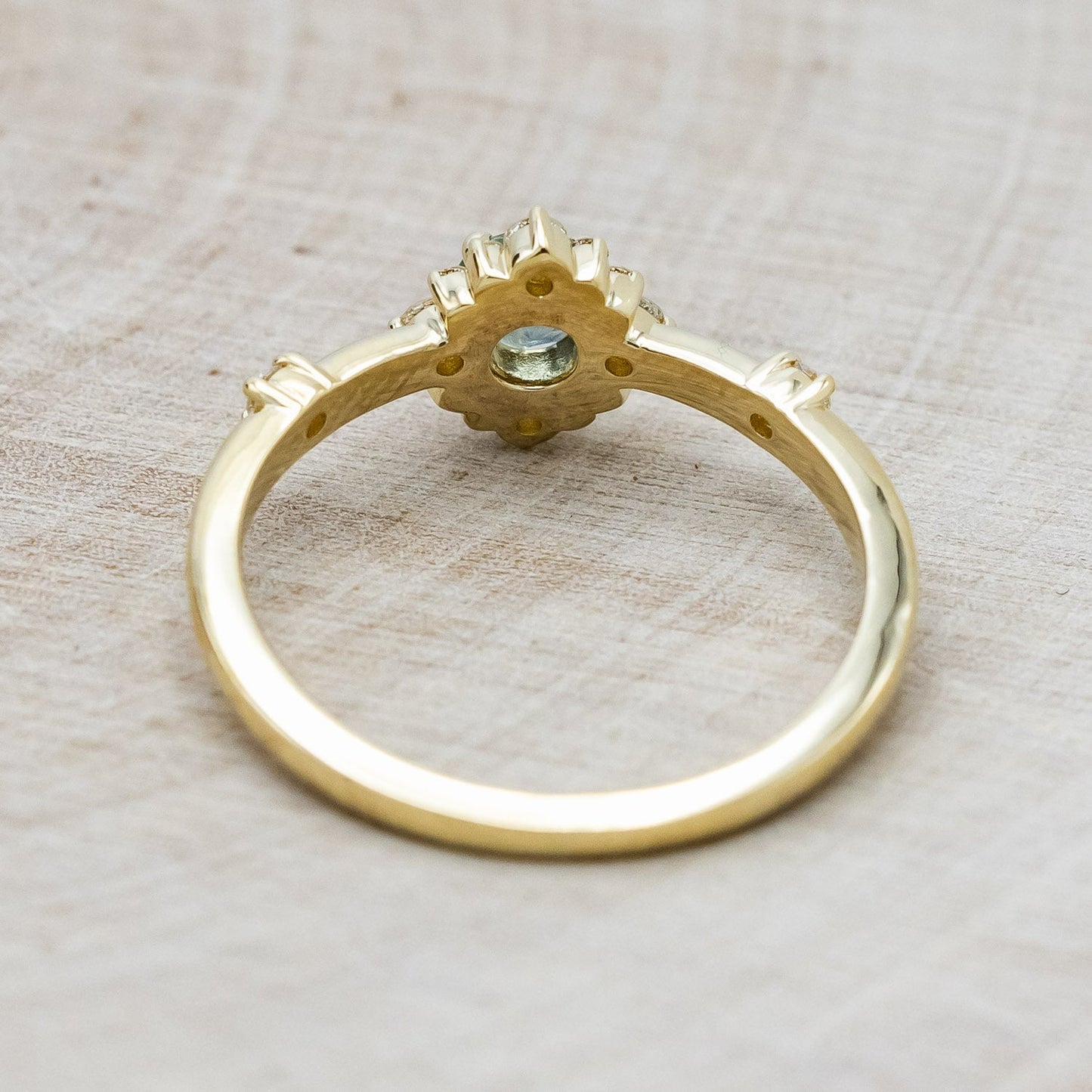 "Starla" - Round Cut Denim Montana Sapphire Starburst Engagement Ring