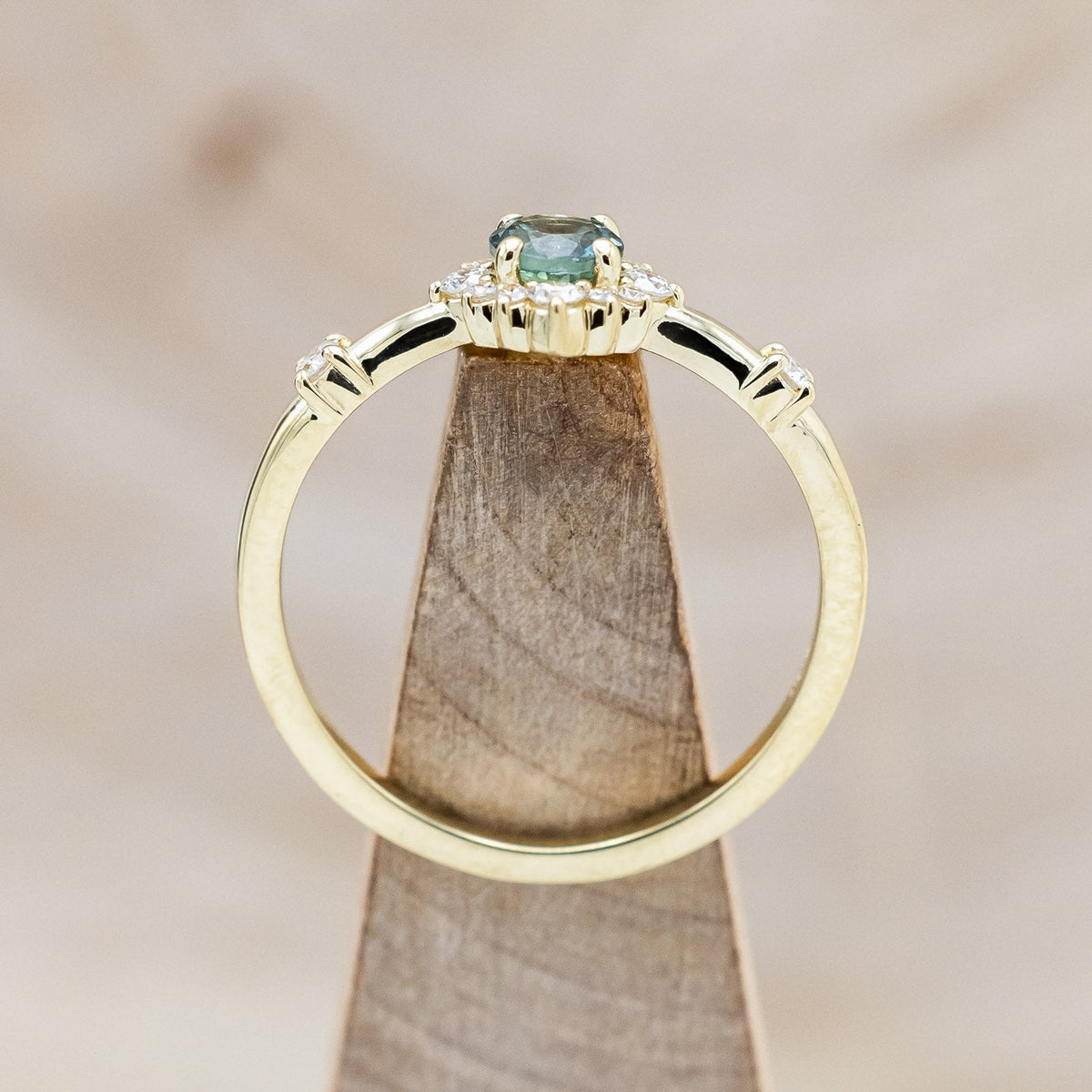 "Starla" - Round Cut Denim Montana Sapphire Starburst Engagement Ring