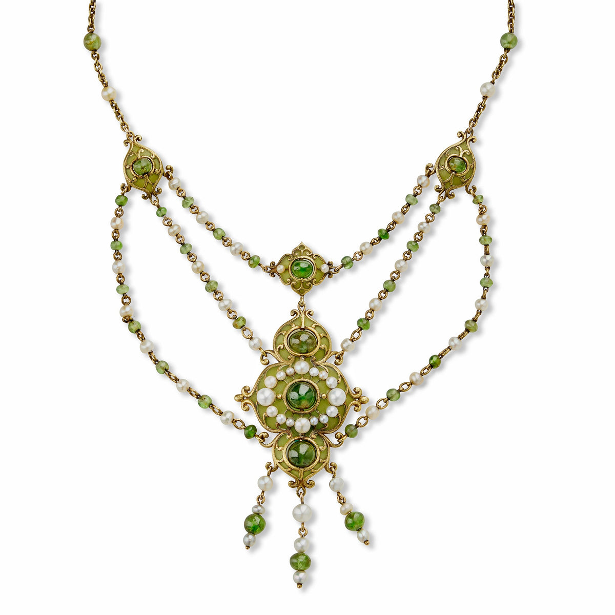Marcus & Co. Plique-à-jour Enamel and Peridot Necklace