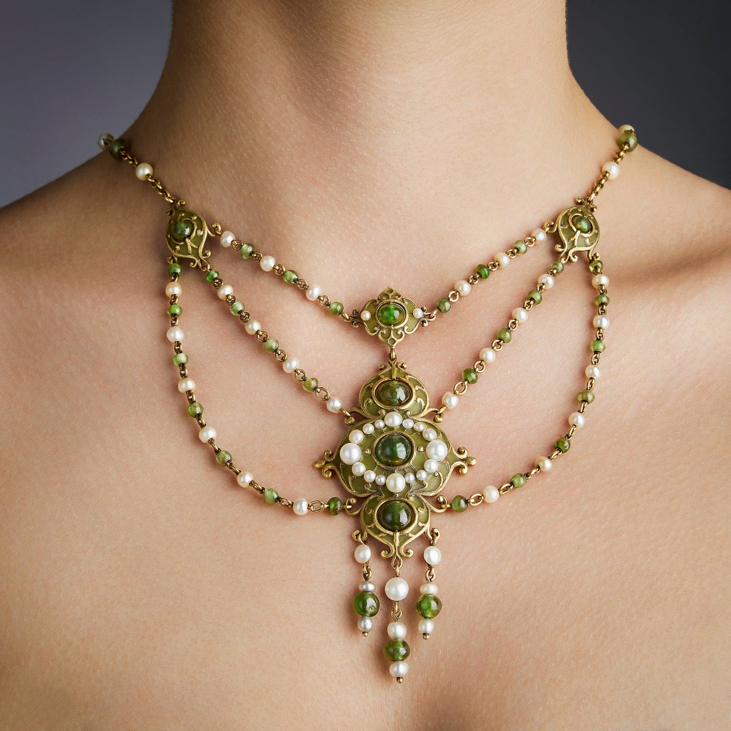 Marcus & Co. Plique-à-jour Enamel and Peridot Necklace