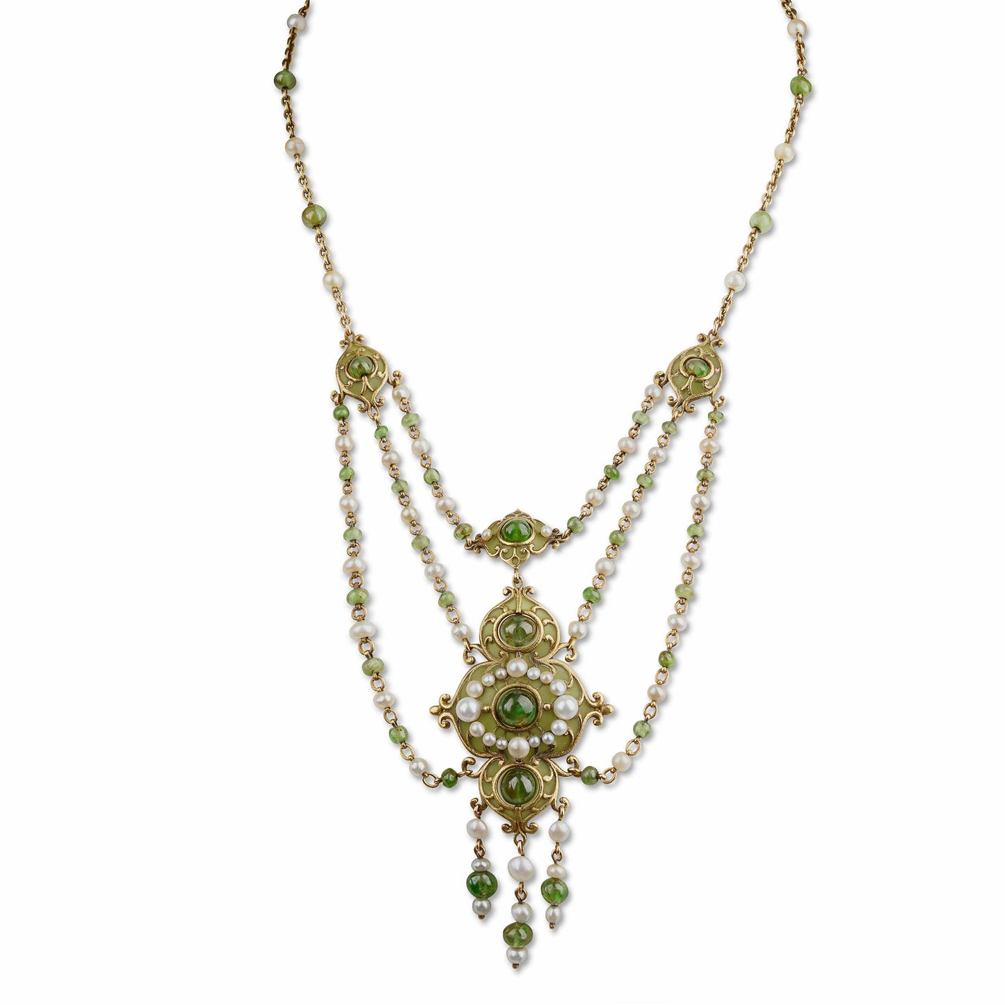 Marcus & Co. Plique-à-jour Enamel and Peridot Necklace