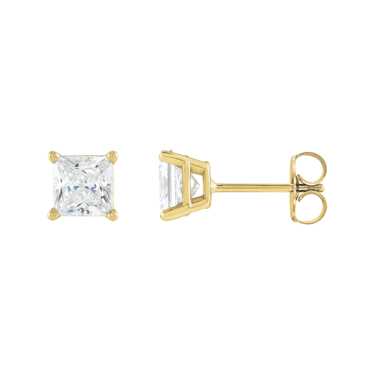 Princess-Cut Diamond Stud Earrings