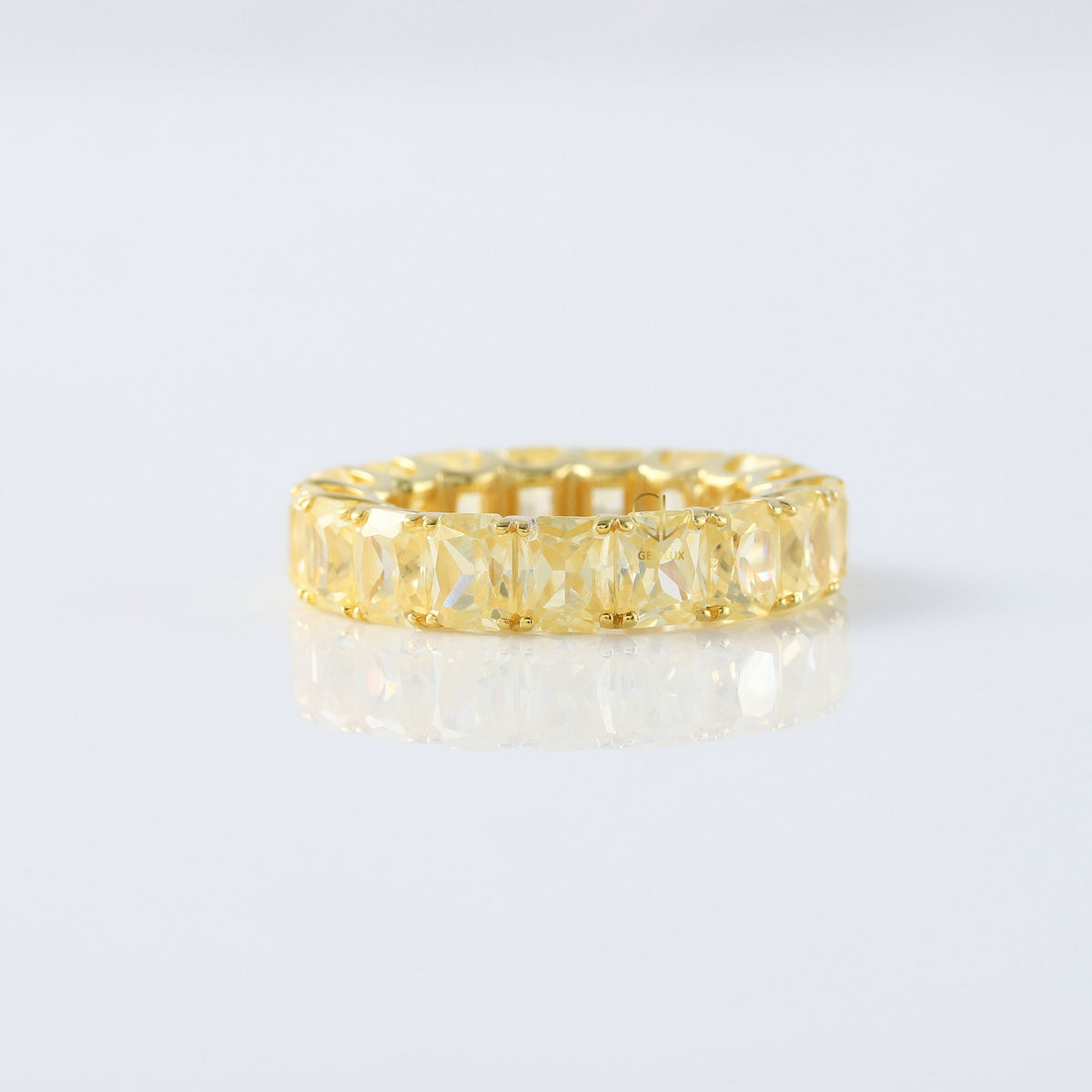 Yellow Radiant Cut Lab Grown Diamond Eternity Wedding Band