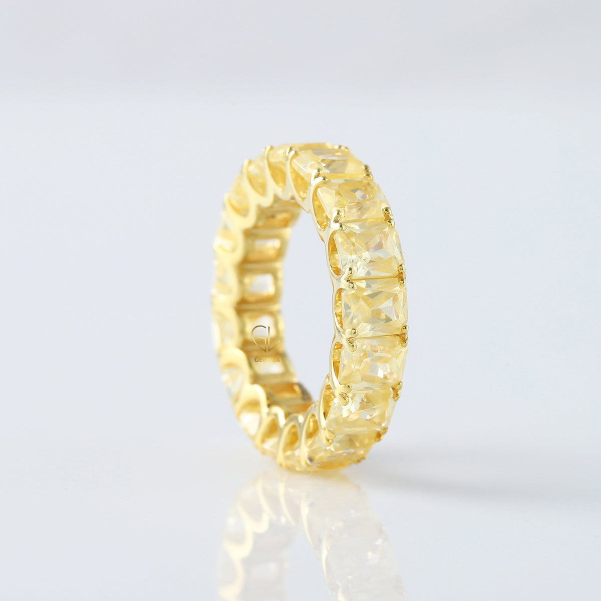 Yellow Radiant Cut Lab Grown Diamond Eternity Wedding Band