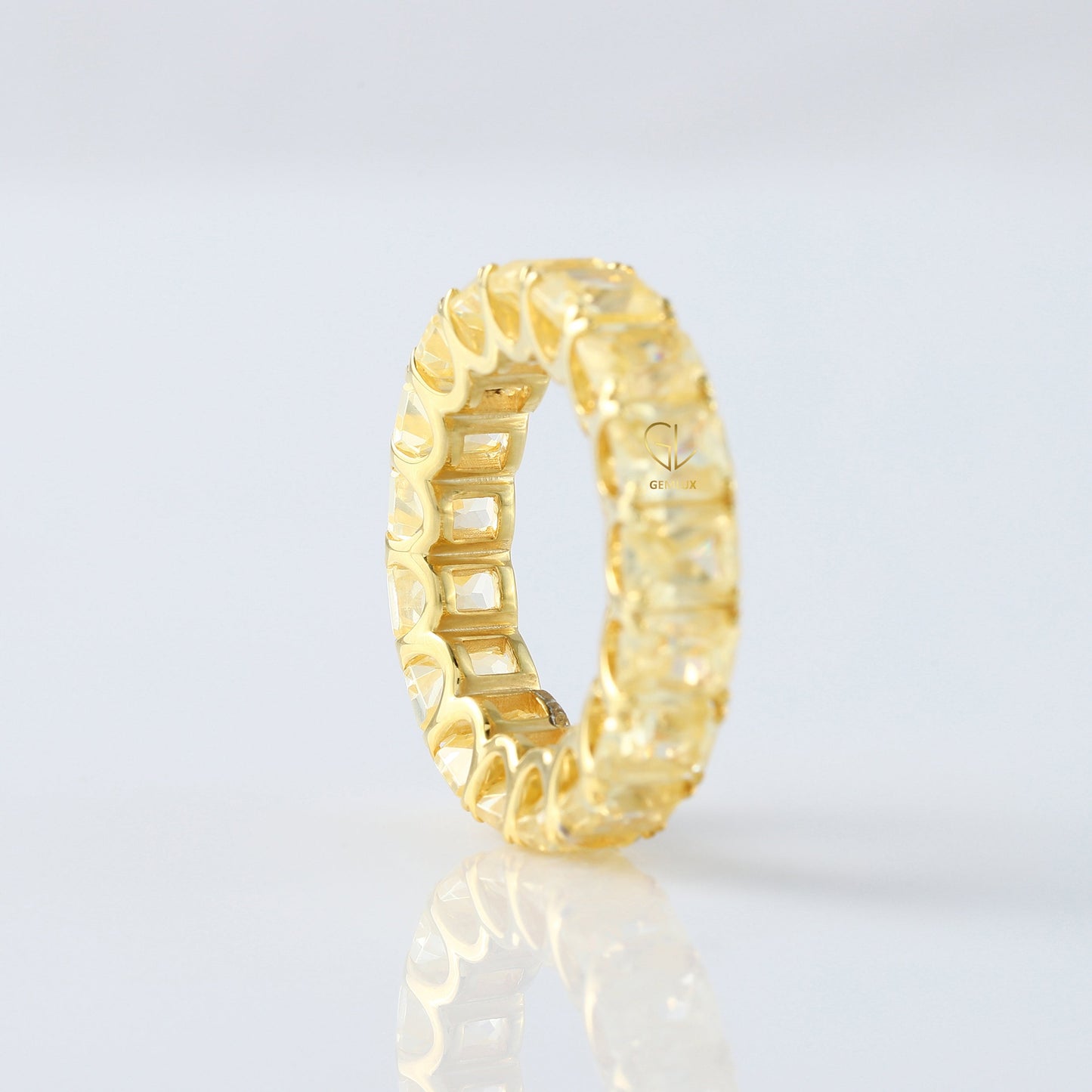 Yellow Radiant Cut Lab Grown Diamond Eternity Wedding Band