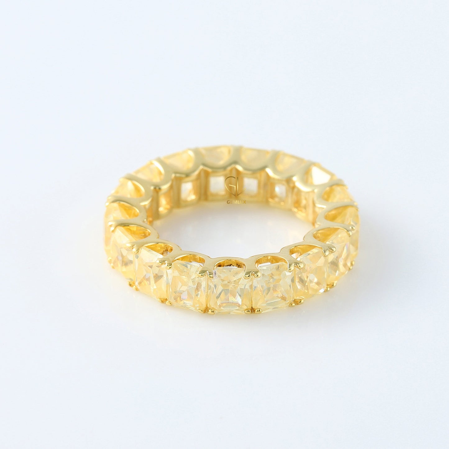 Yellow Radiant Cut Lab Grown Diamond Eternity Wedding Band