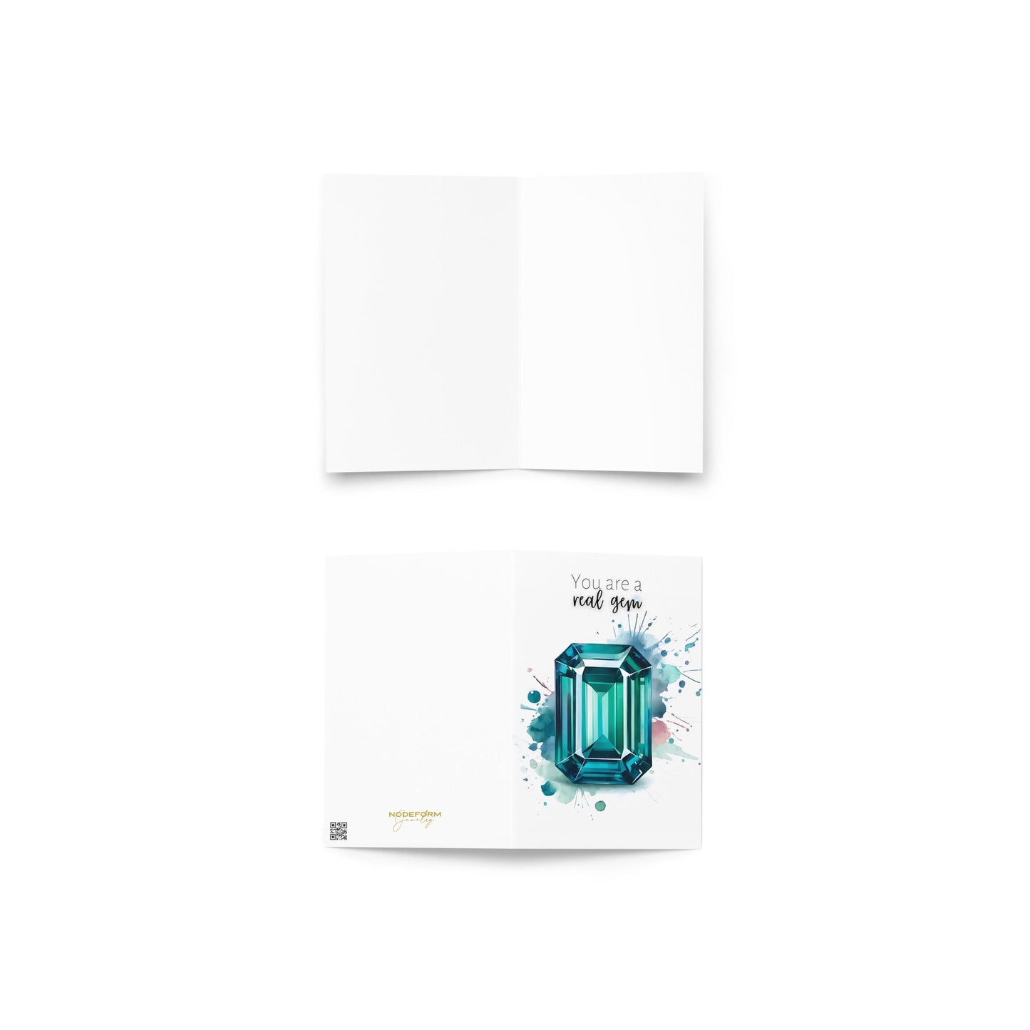 You are a real gem | Watercolor Emerald Shape Teal Sapphire Greeting Card