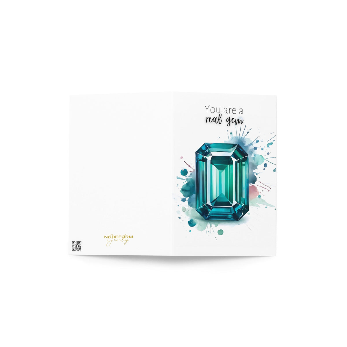 You are a real gem | Watercolor Emerald Shape Teal Sapphire Greeting Card