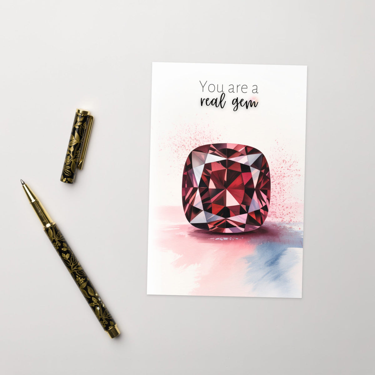 You are a real Gem | Watercolor Cushion Garnet Greeting Card