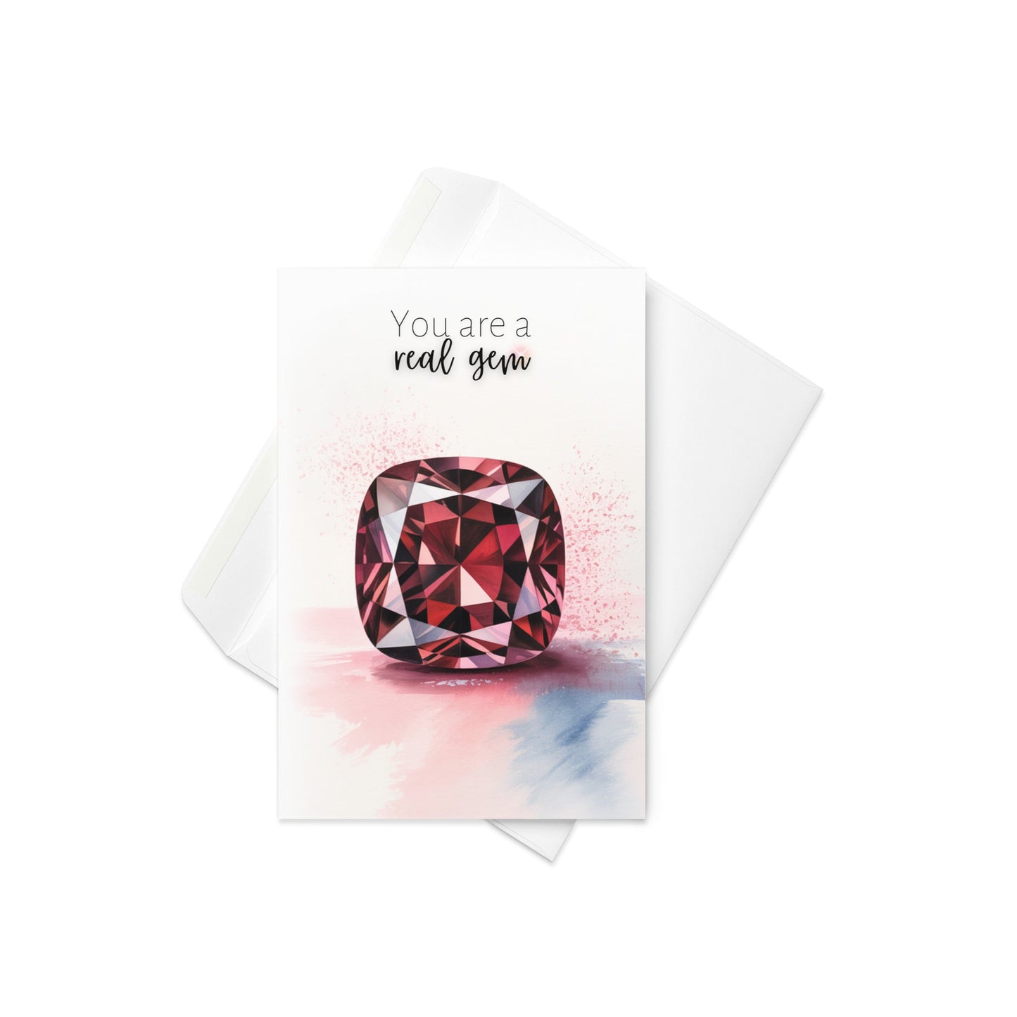 You are a real Gem | Watercolor Cushion Garnet Greeting Card