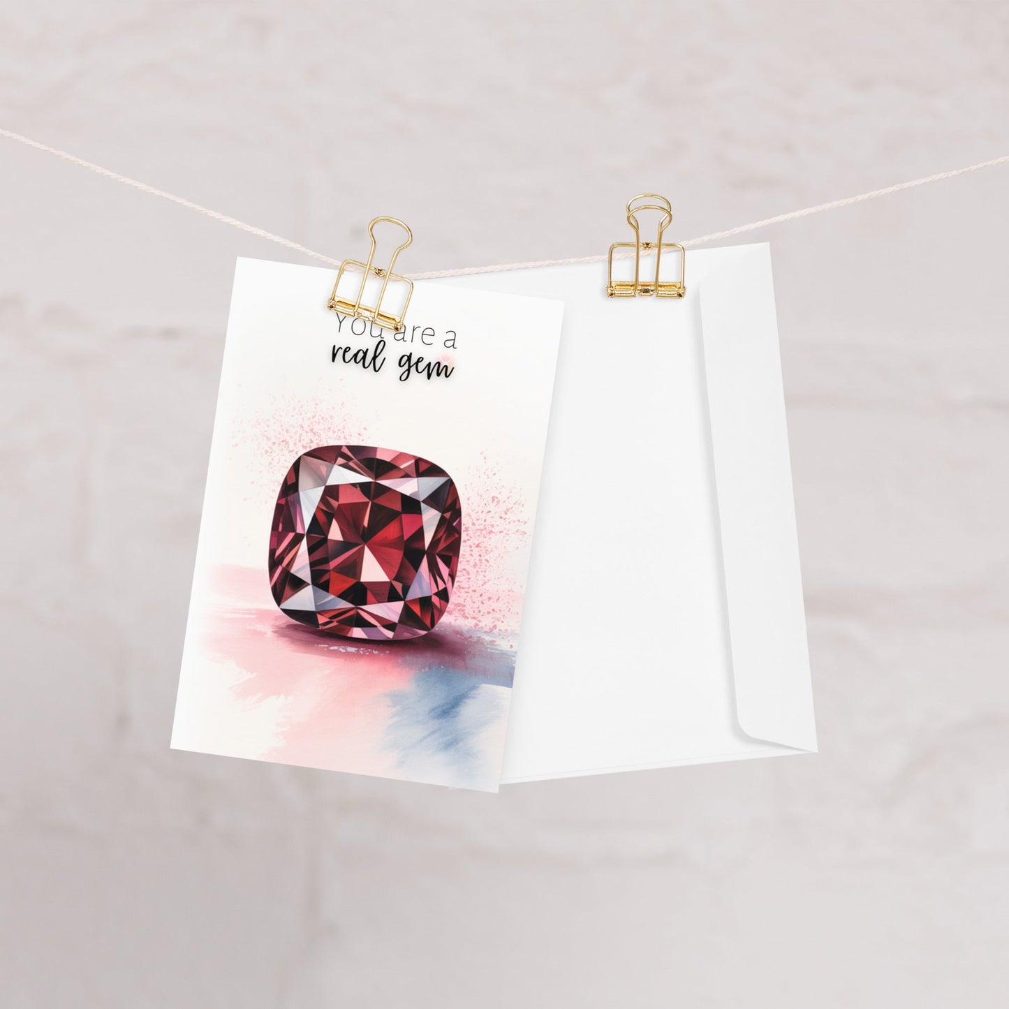 You are a real Gem | Watercolor Cushion Garnet Greeting Card