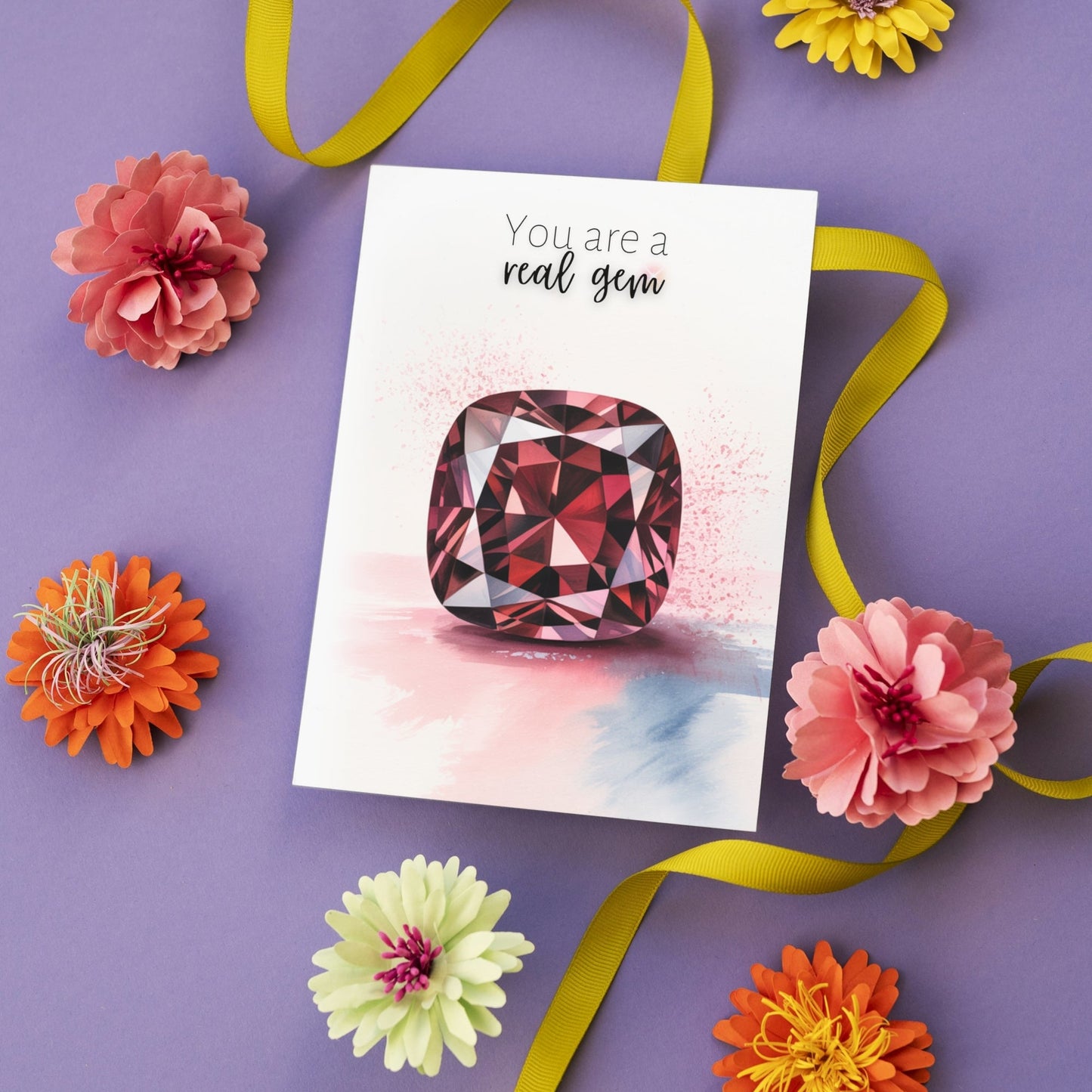 You are a real Gem | Watercolor Cushion Garnet Greeting Card
