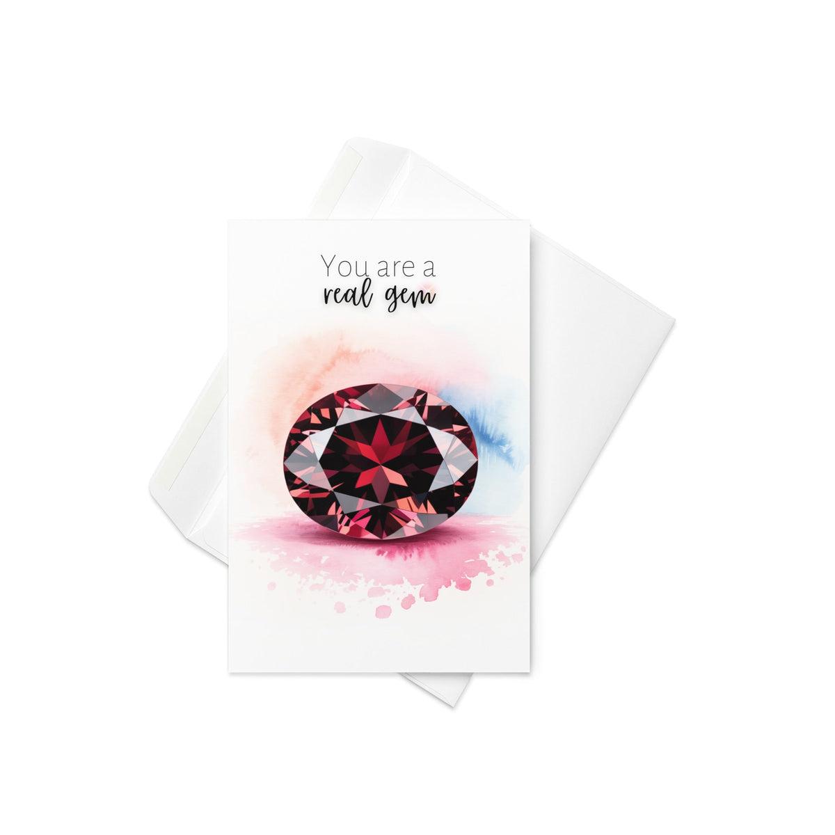 You are a real Gem | Watercolor Oval Garnet Greeting Card