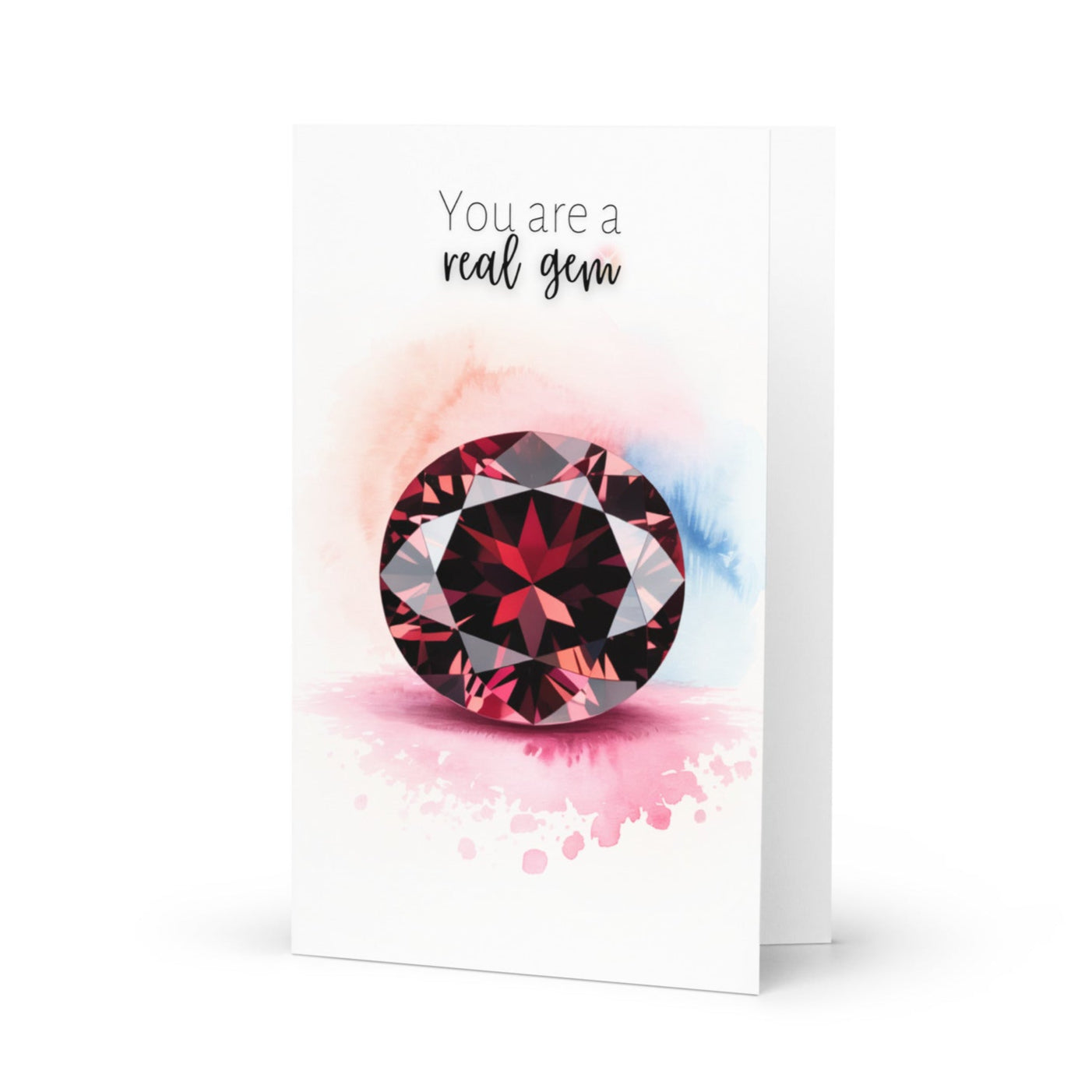 You are a real Gem | Watercolor Oval Garnet Greeting Card
