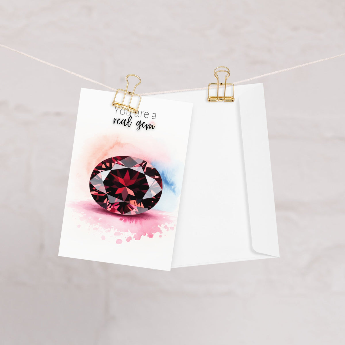 You are a real Gem | Watercolor Oval Garnet Greeting Card
