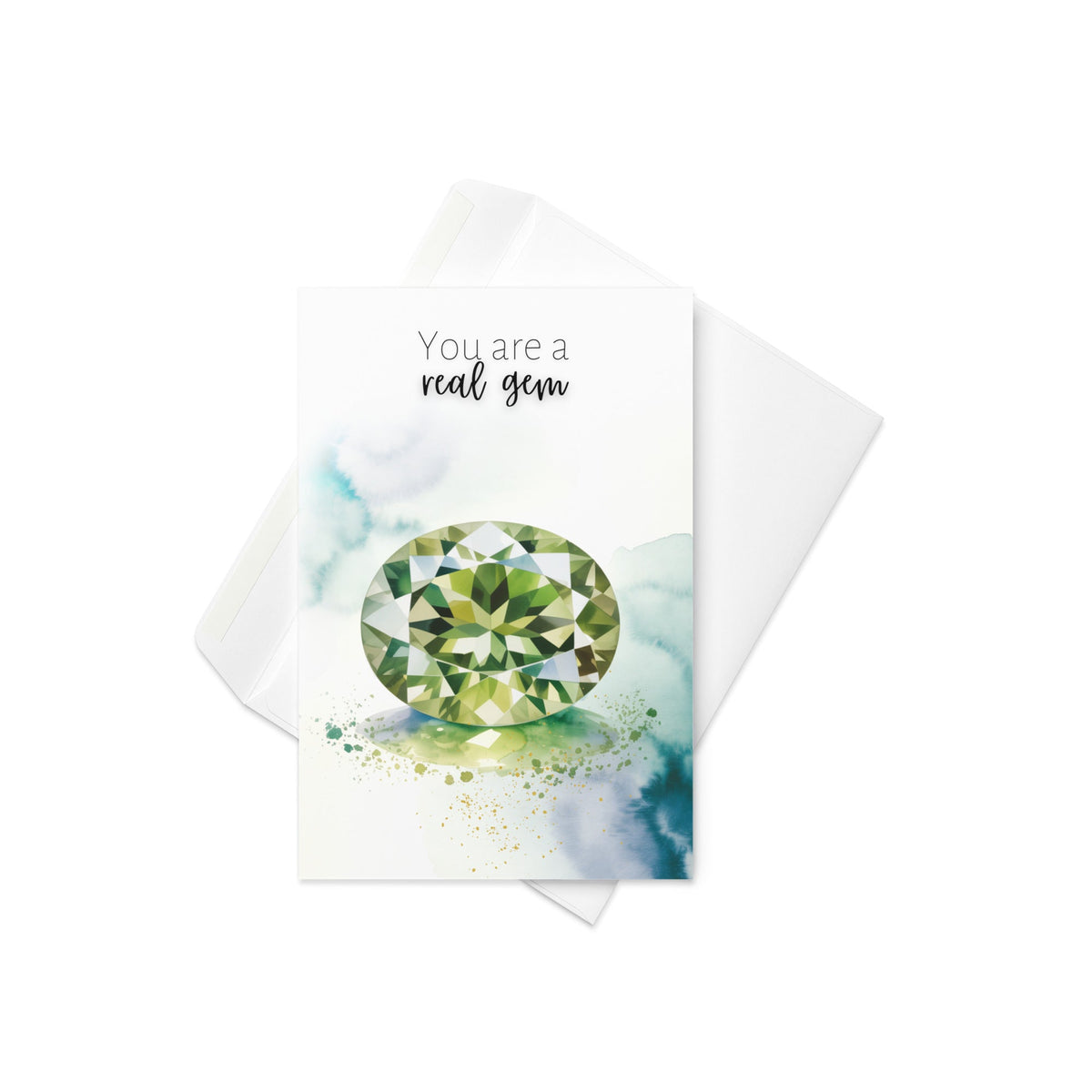 You are a real gem | Watercolor Oval Peridot Greeting Card
