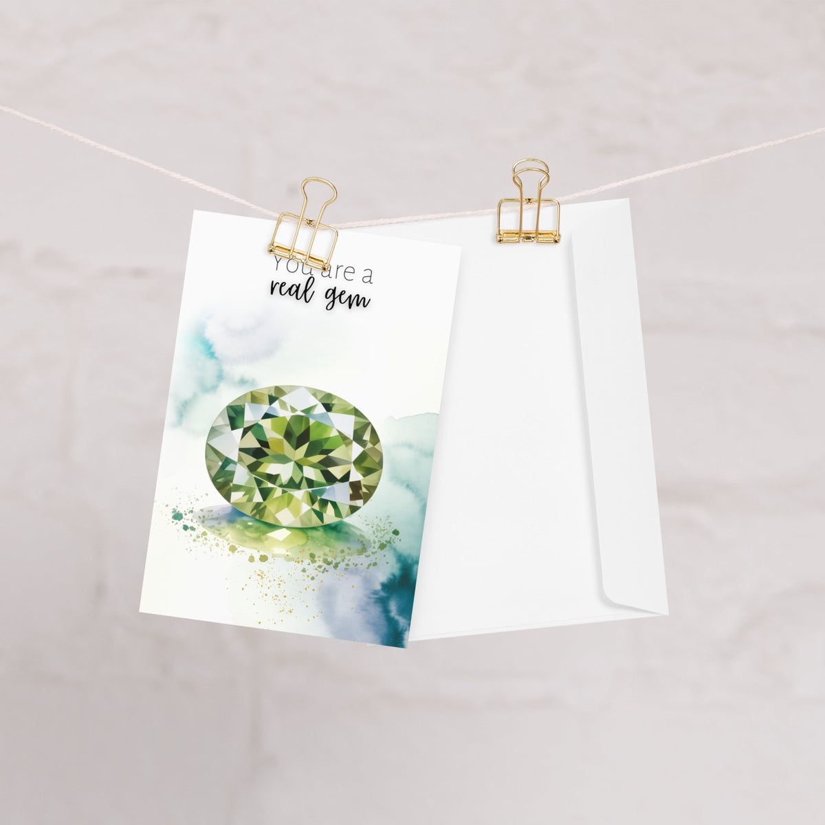 You are a real gem | Watercolor Oval Peridot Greeting Card