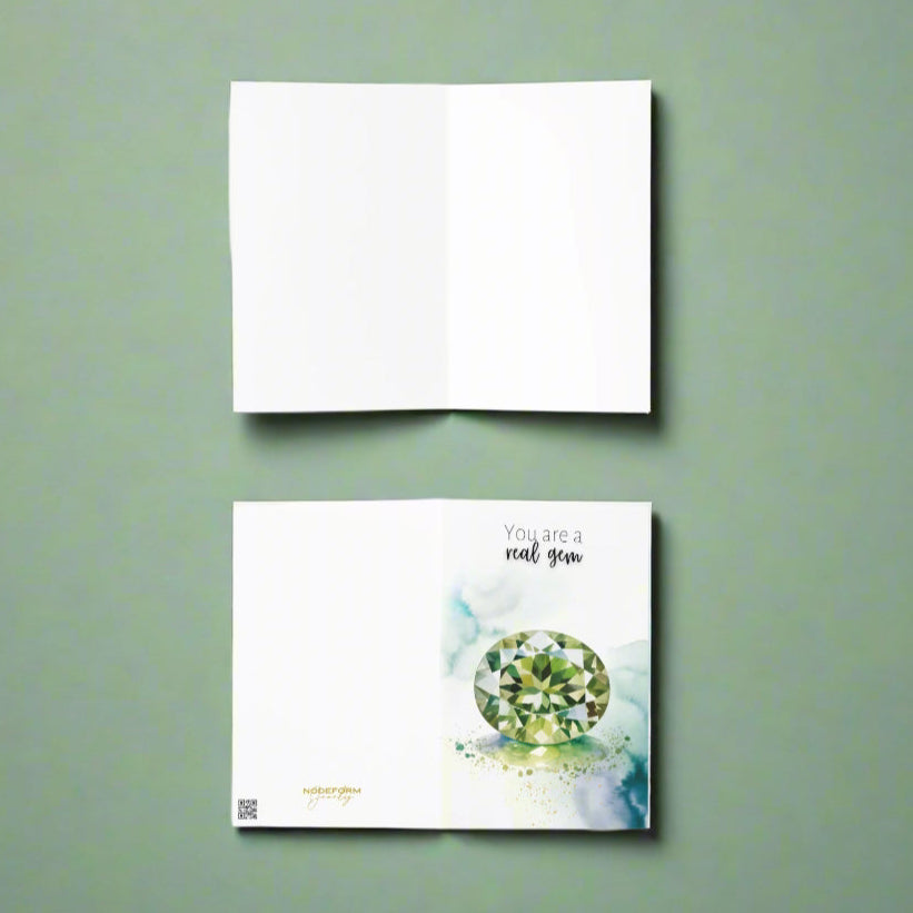 You are a real gem | Watercolor Oval Peridot Greeting Card
