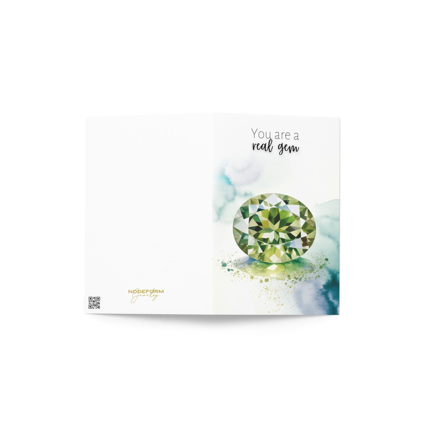You are a real gem | Watercolor Oval Peridot Greeting Card