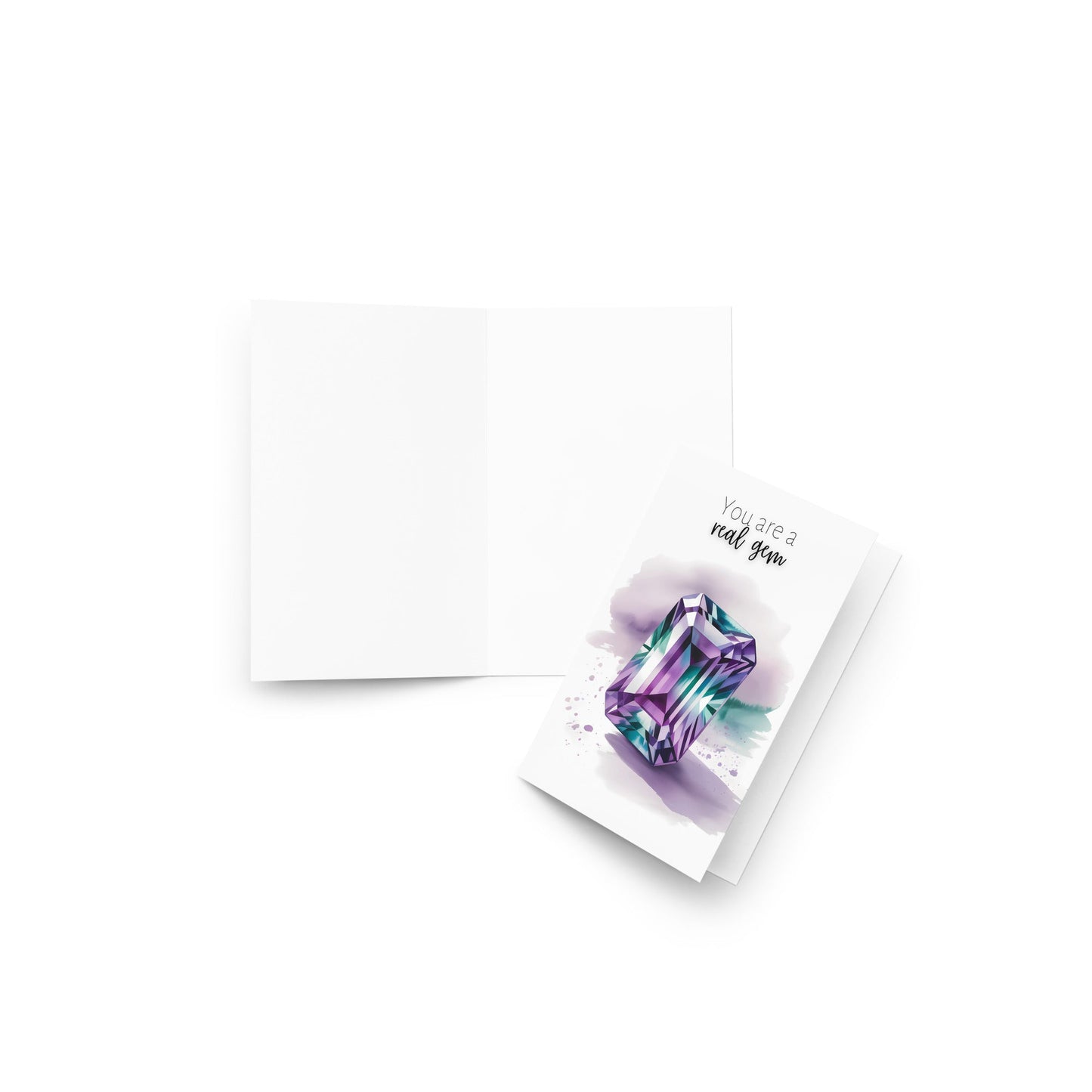 You are a real Gem | Watercolor Emerald Cut Alexandrite Greeting Card