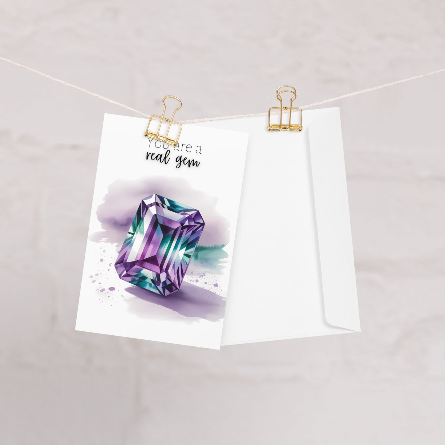 You are a real Gem | Watercolor Emerald Cut Alexandrite Greeting Card