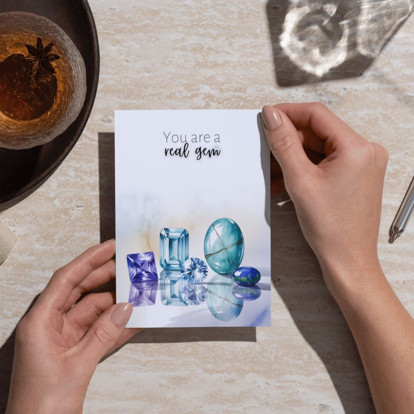 You are a real Gem | Watercolor December Birthstone Greeting Card