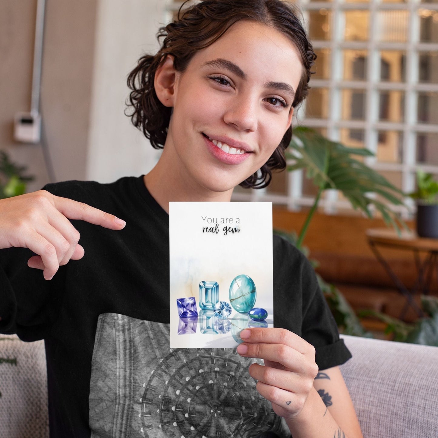 You are a real Gem | Watercolor December Birthstone Greeting Card