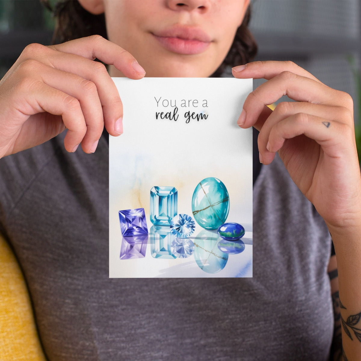 You are a real Gem | Watercolor December Birthstone Greeting Card