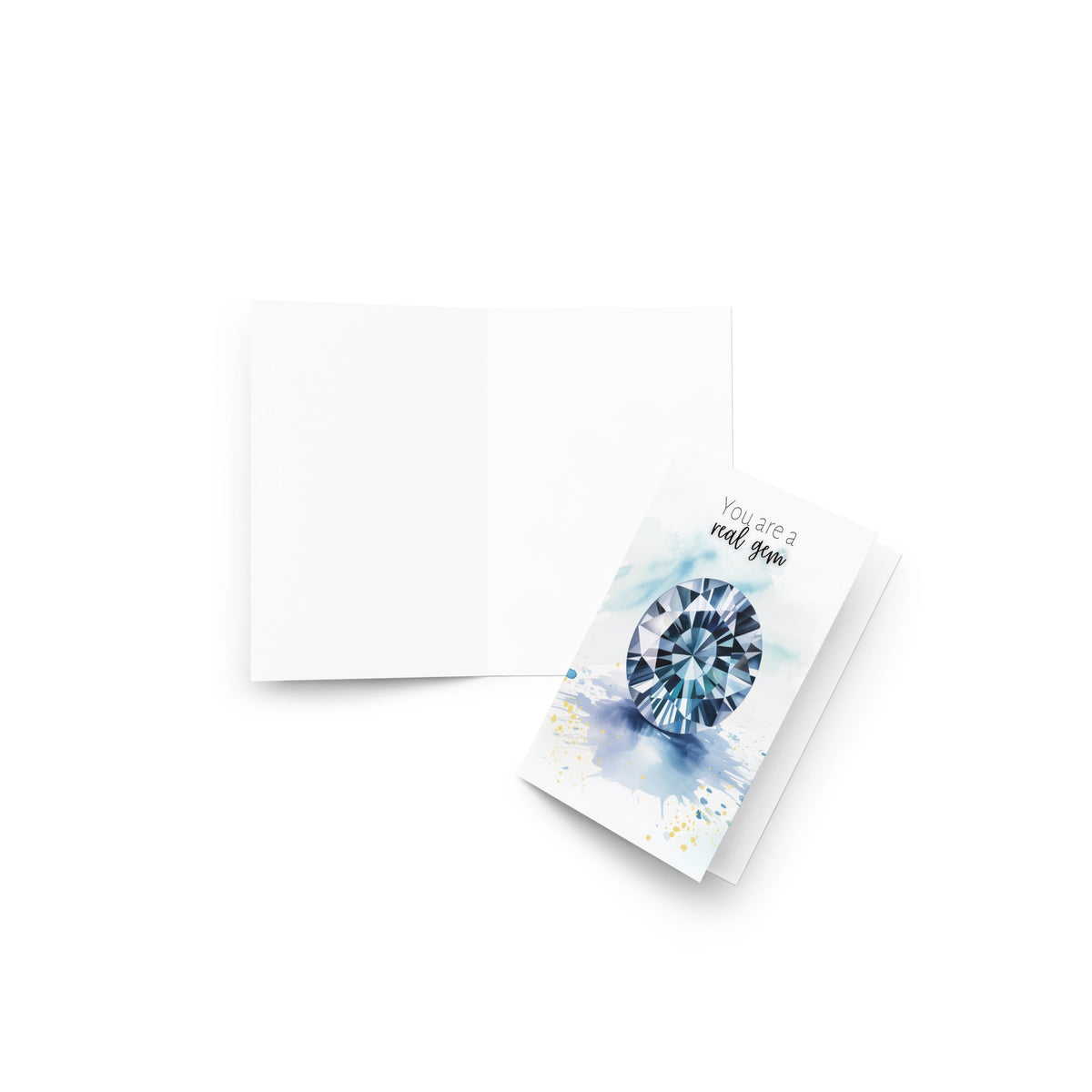 You are a real Gem | Watercolor Round Blue Spinel Folded Card