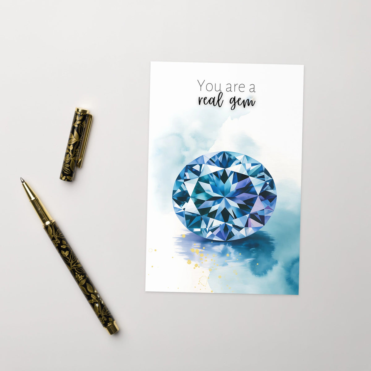 You are a real gem | Watercolor Oval Tanzanite Birthstone Greeting Card
