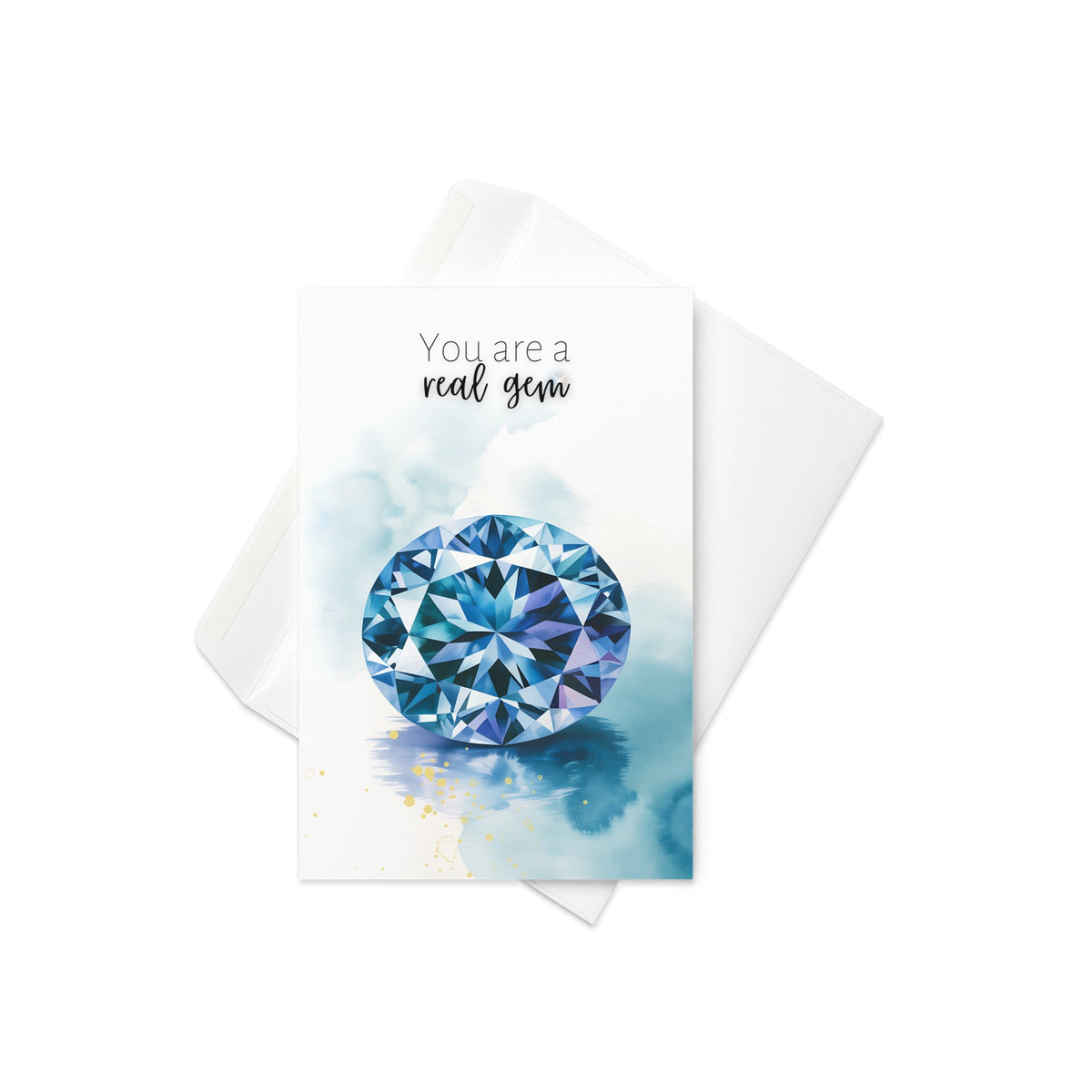 You are a real gem | Watercolor Oval Tanzanite Birthstone Greeting Card