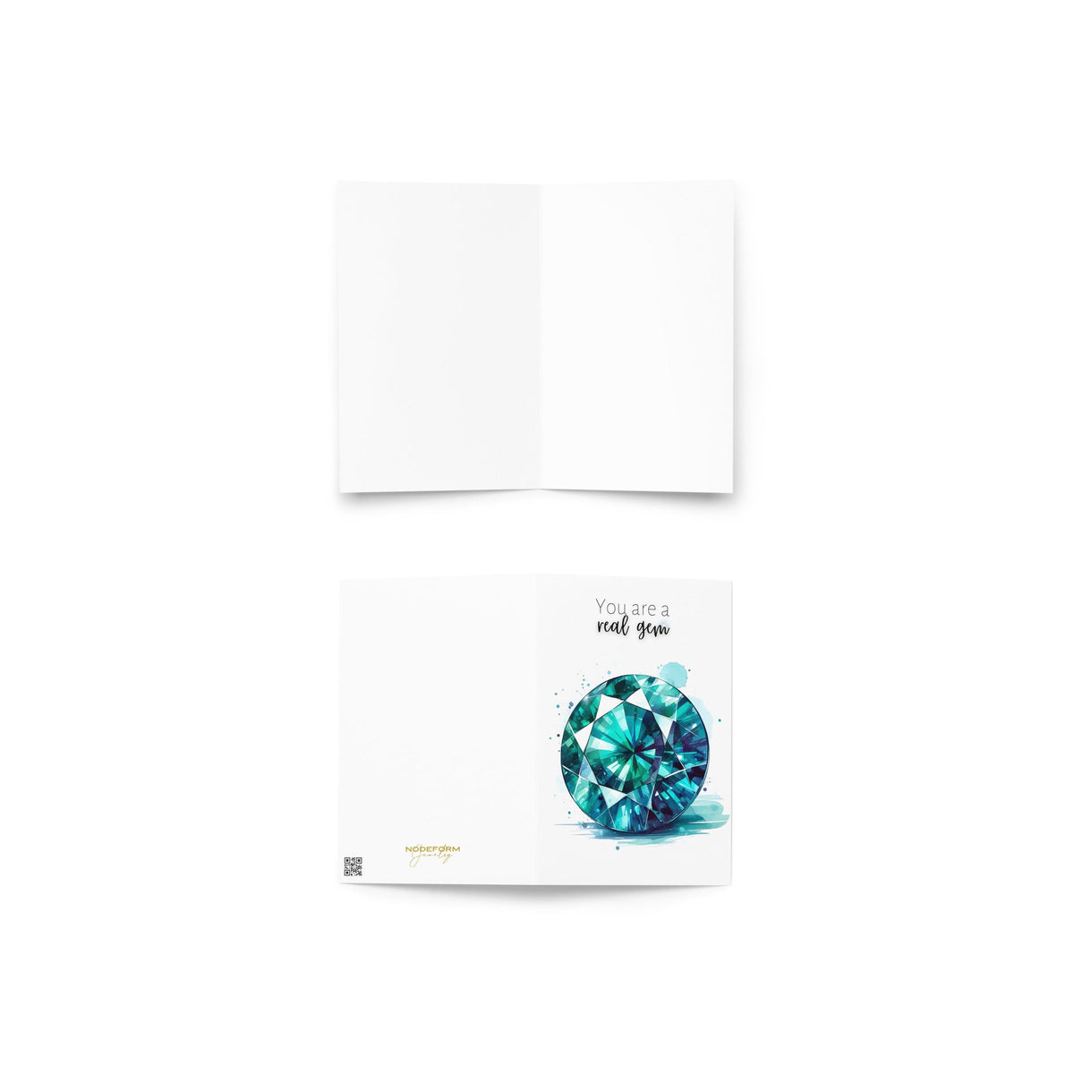 You are a real gem | Watercolor Round Teal Sapphire Greeting Card