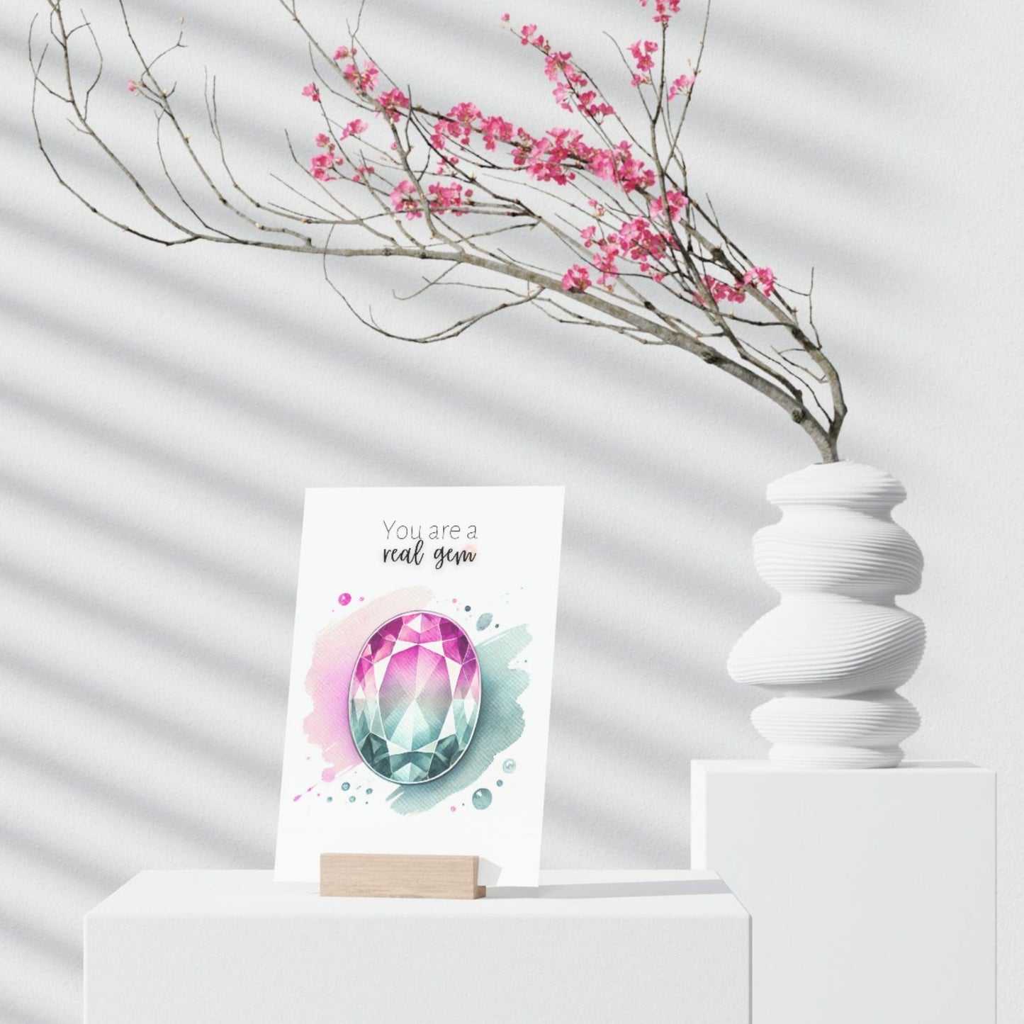 You are a real Gem | Watercolor Oval Bi-color Tourmaline Folded Card