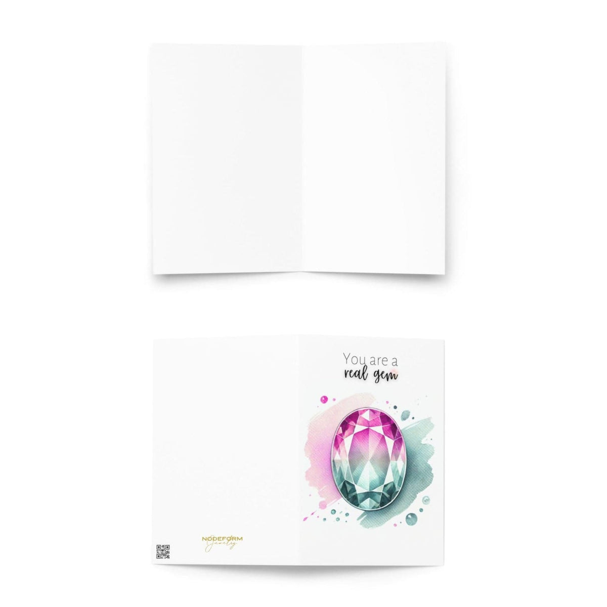 You are a real Gem | Watercolor Oval Bi-color Tourmaline Folded Card