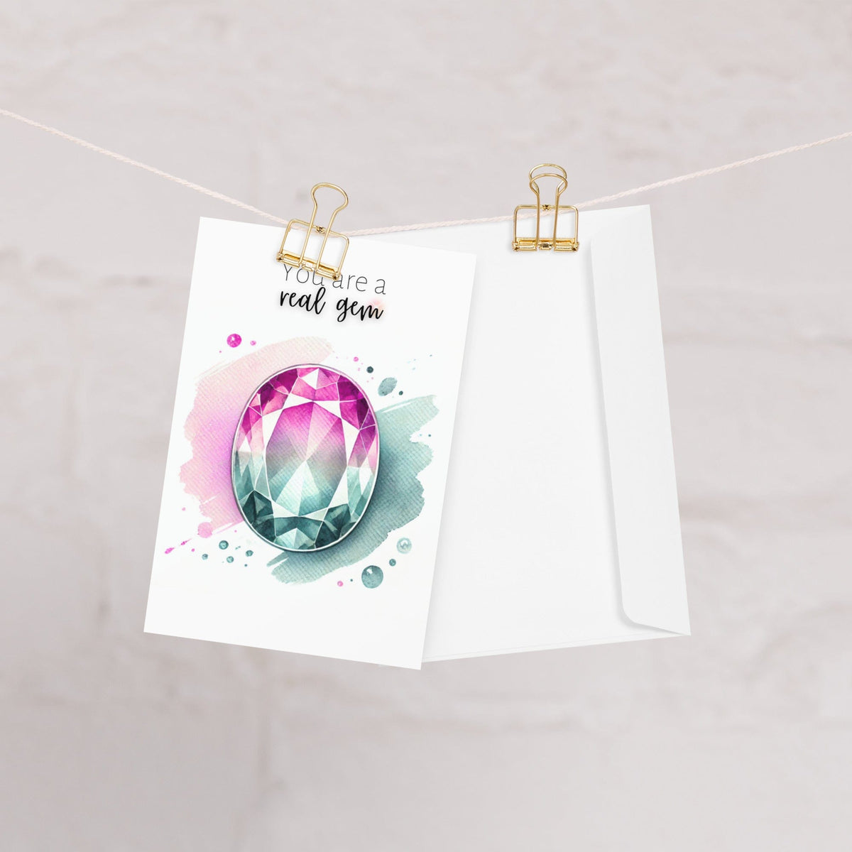 You are a real Gem | Watercolor Oval Bi-color Tourmaline Folded Card