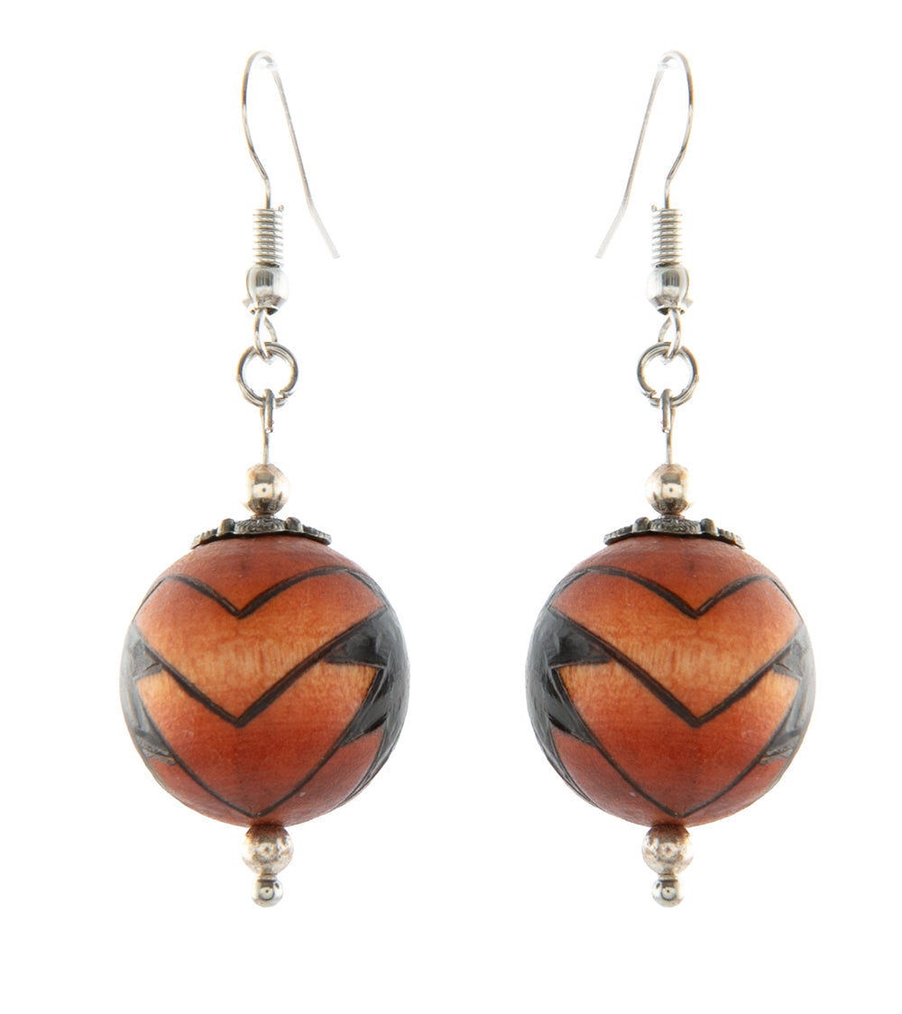 Pyrography Earrings - Medium Beads