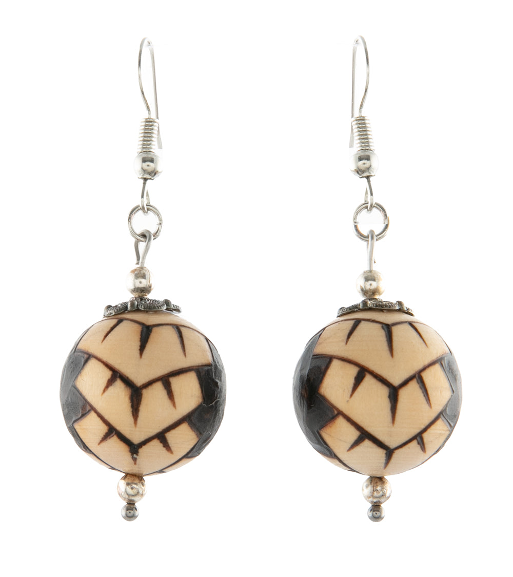 Pyrography Earrings - Medium Beads