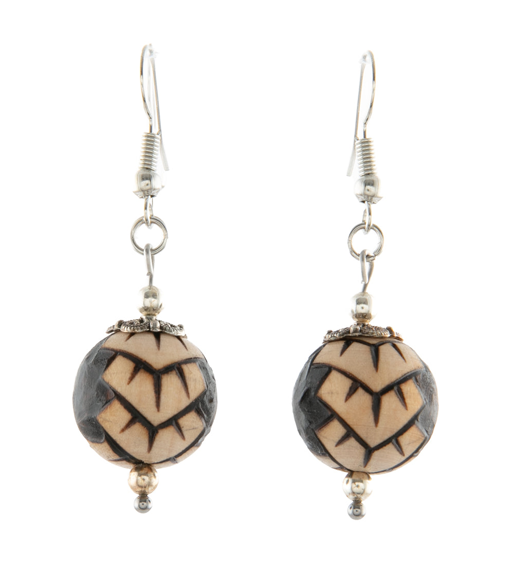 Pyrography Earrings - Small Beads
