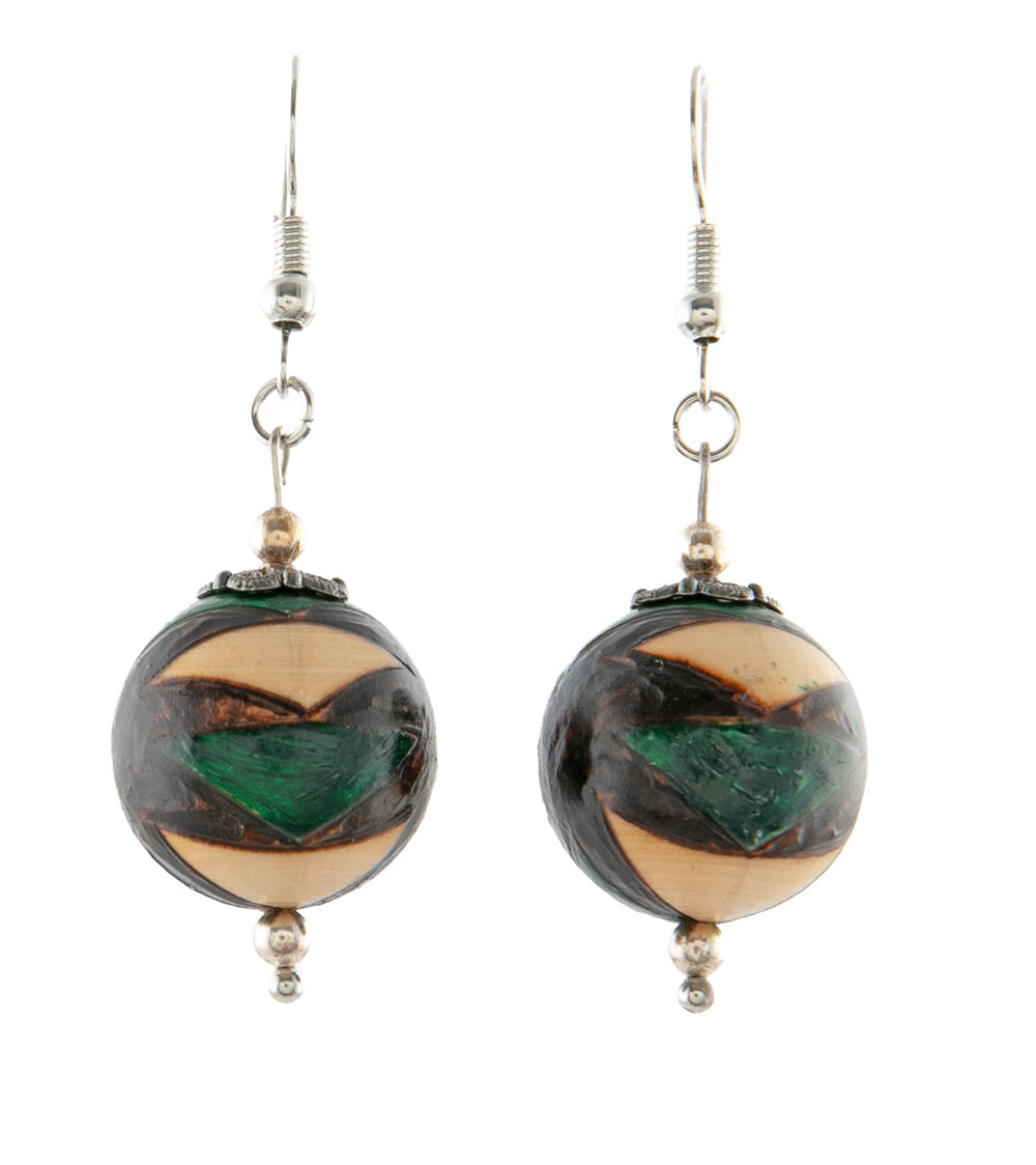 Pyrography Earrings - Medium Beads