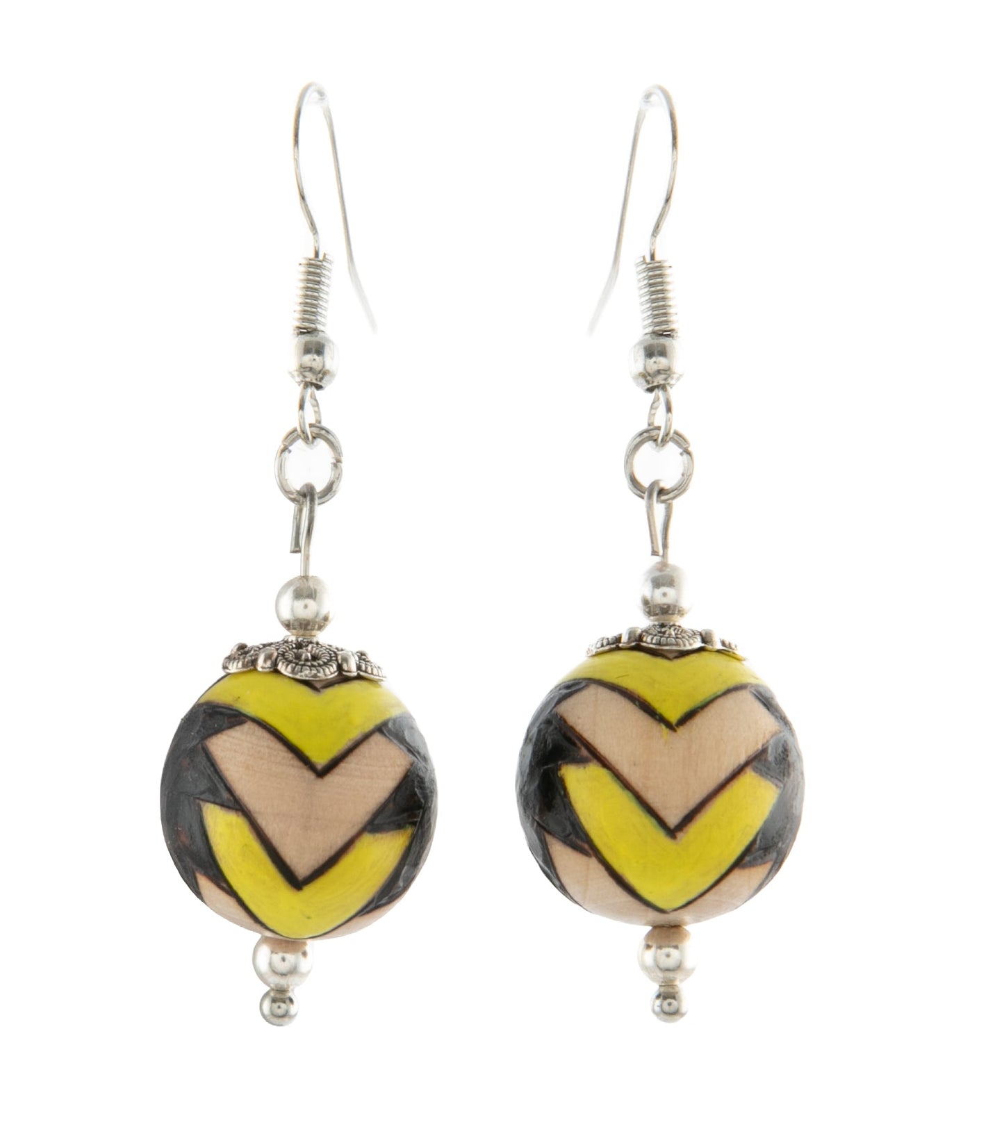 Pyrography Earrings - Small Beads