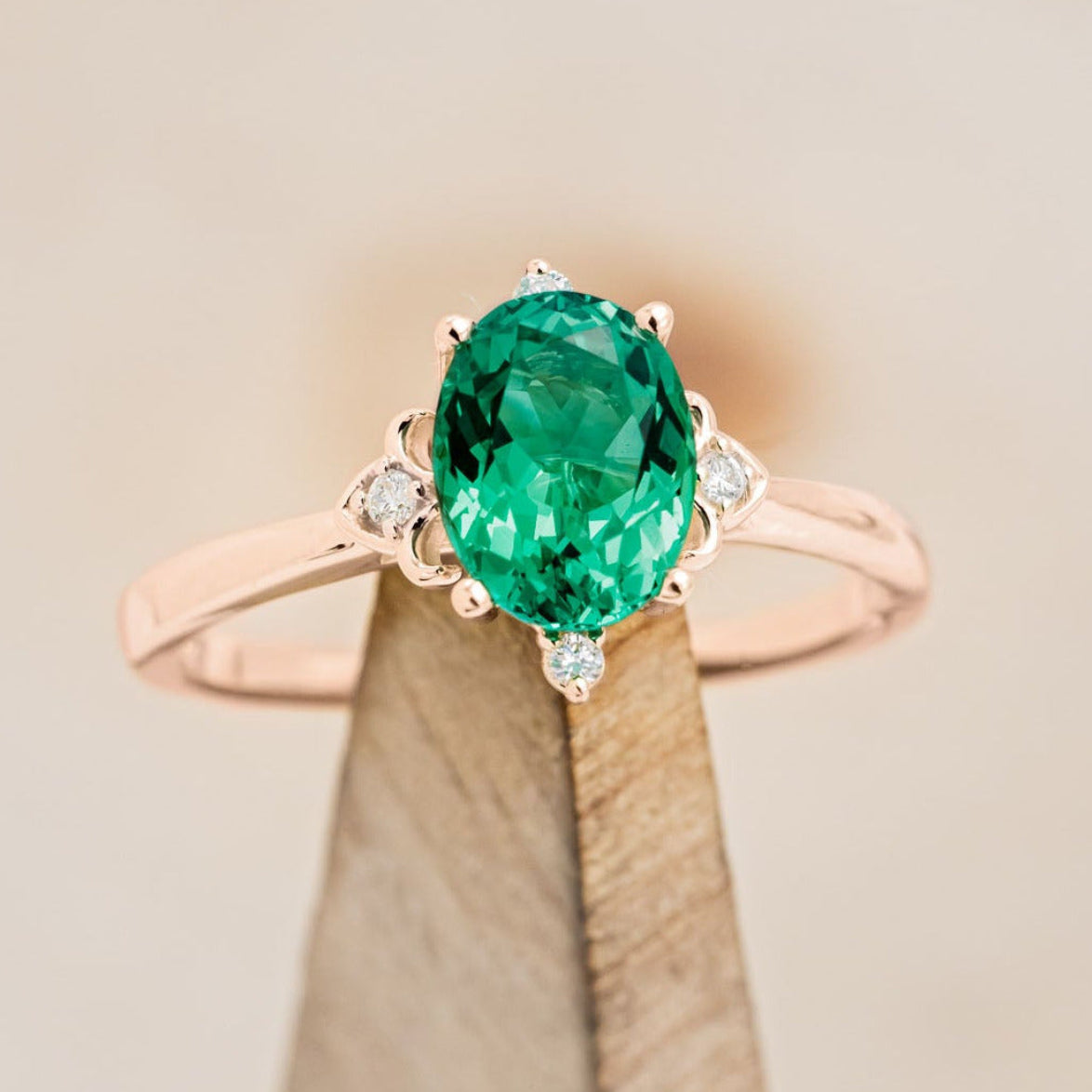 "Zella" - Lab-Grown Emerald Engagement Ring With Diamond Accents